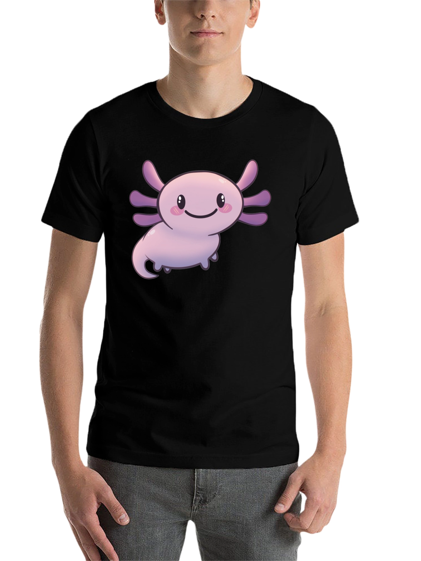 Black Cute Axolotl Graphic Tee - Black T-Shirt view 7