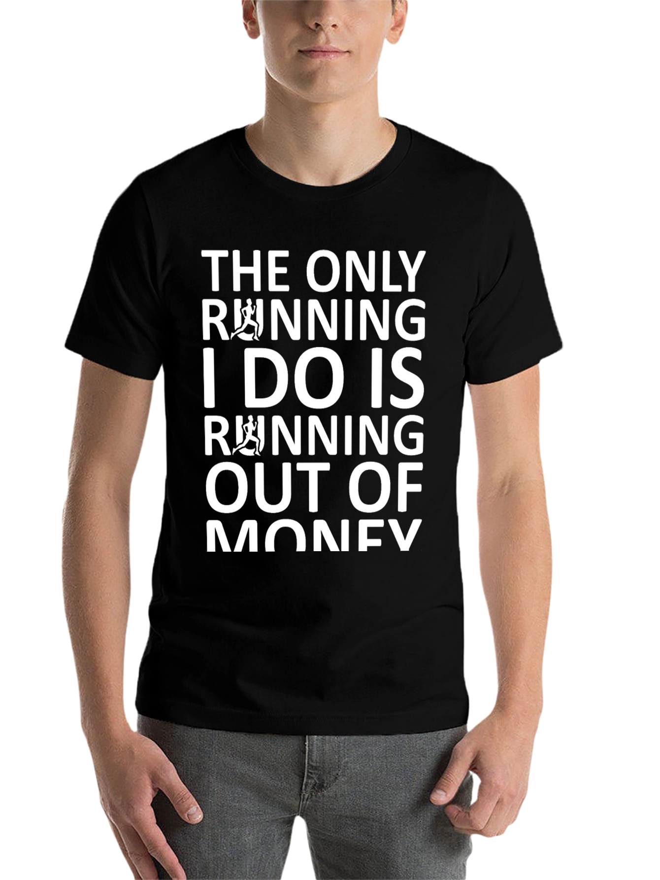 Black Funny Running Out of Money T-Shirt view 7