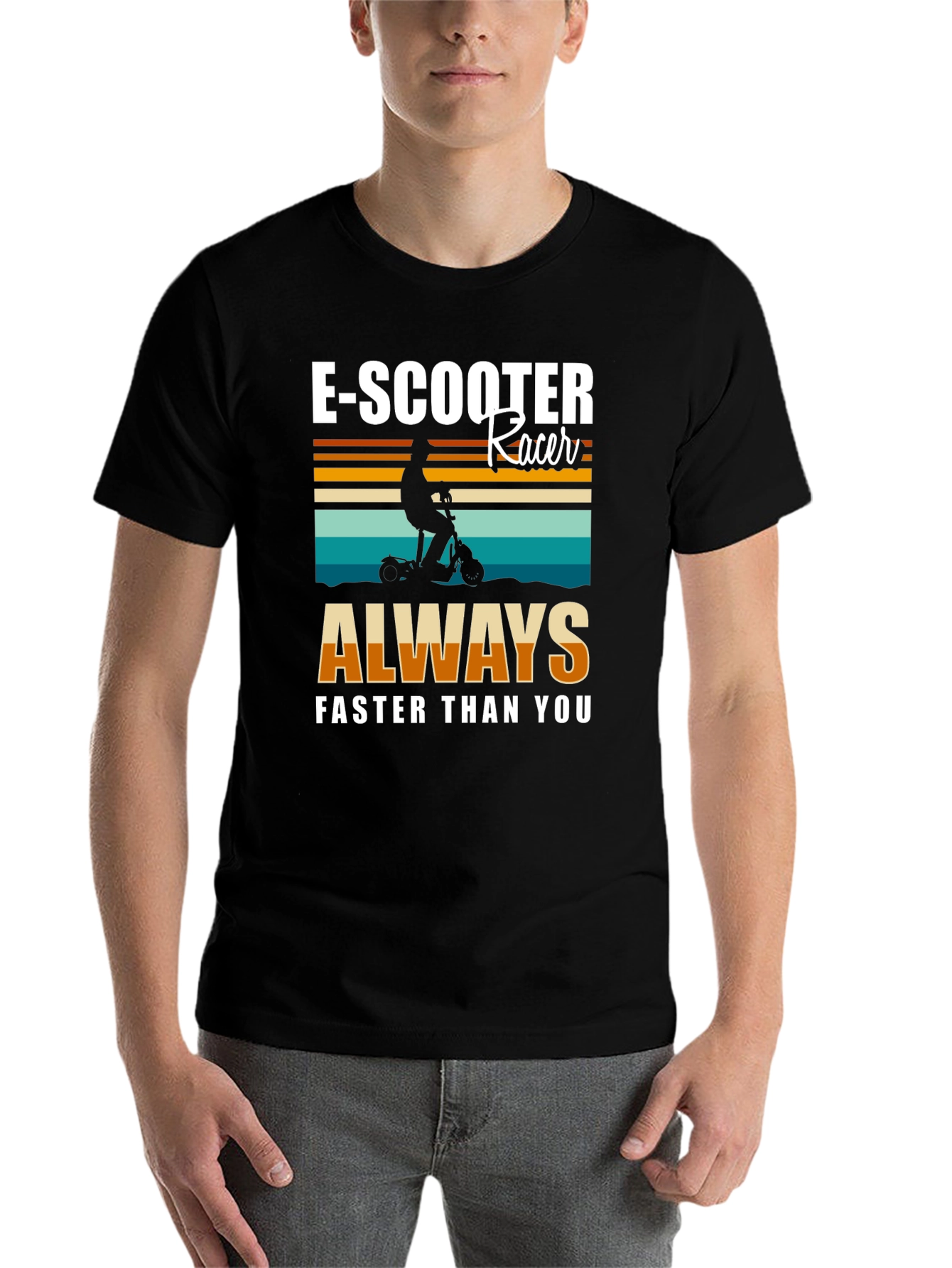 Black E-Scooter Racer Graphic T-Shirt - Always Faster Than You! view 7