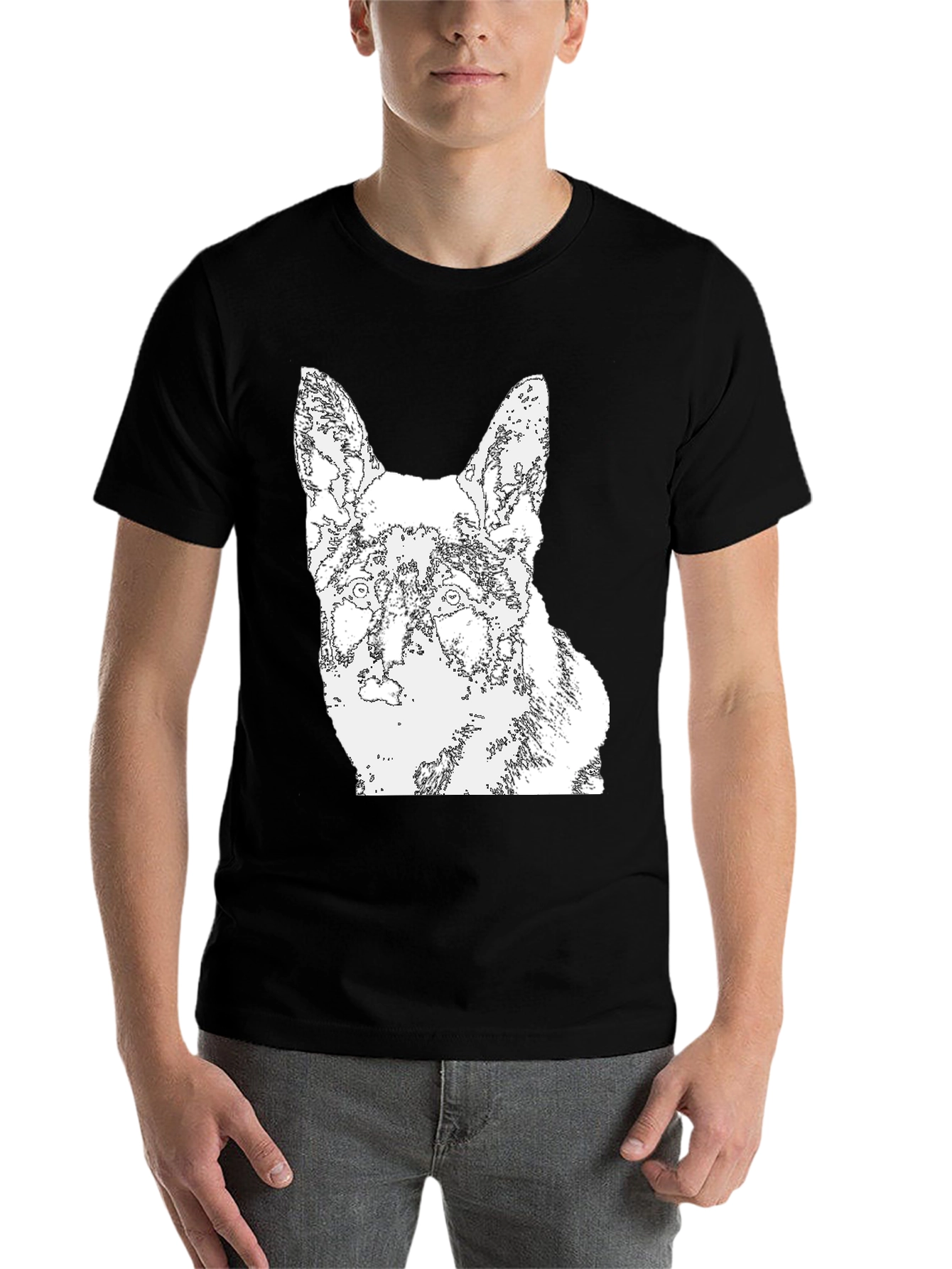 Black Dog Outline Graphic T-Shirt - Black view 7