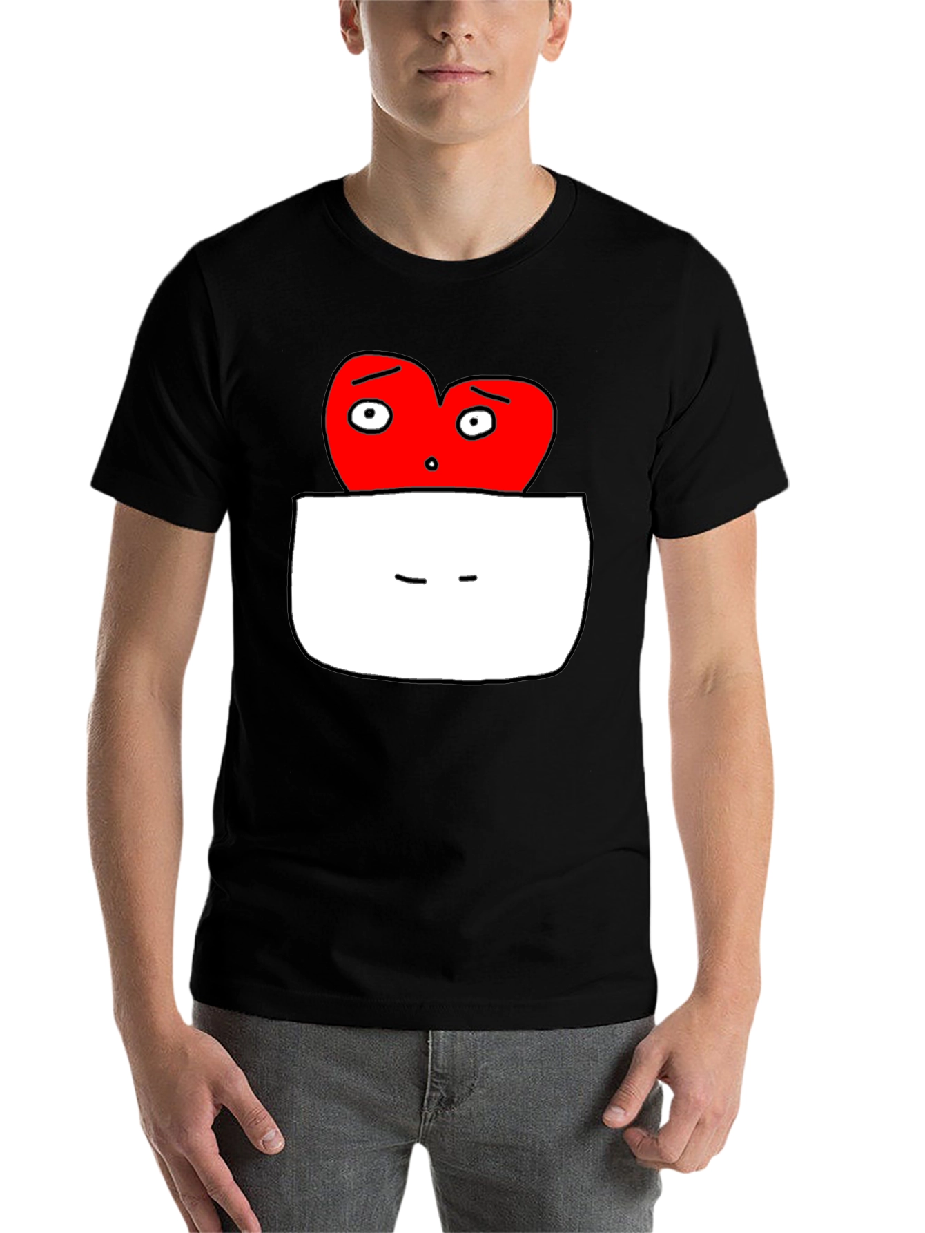 Black Heart Pocket Graphic T-Shirt - Funny Cartoon Tee view 7