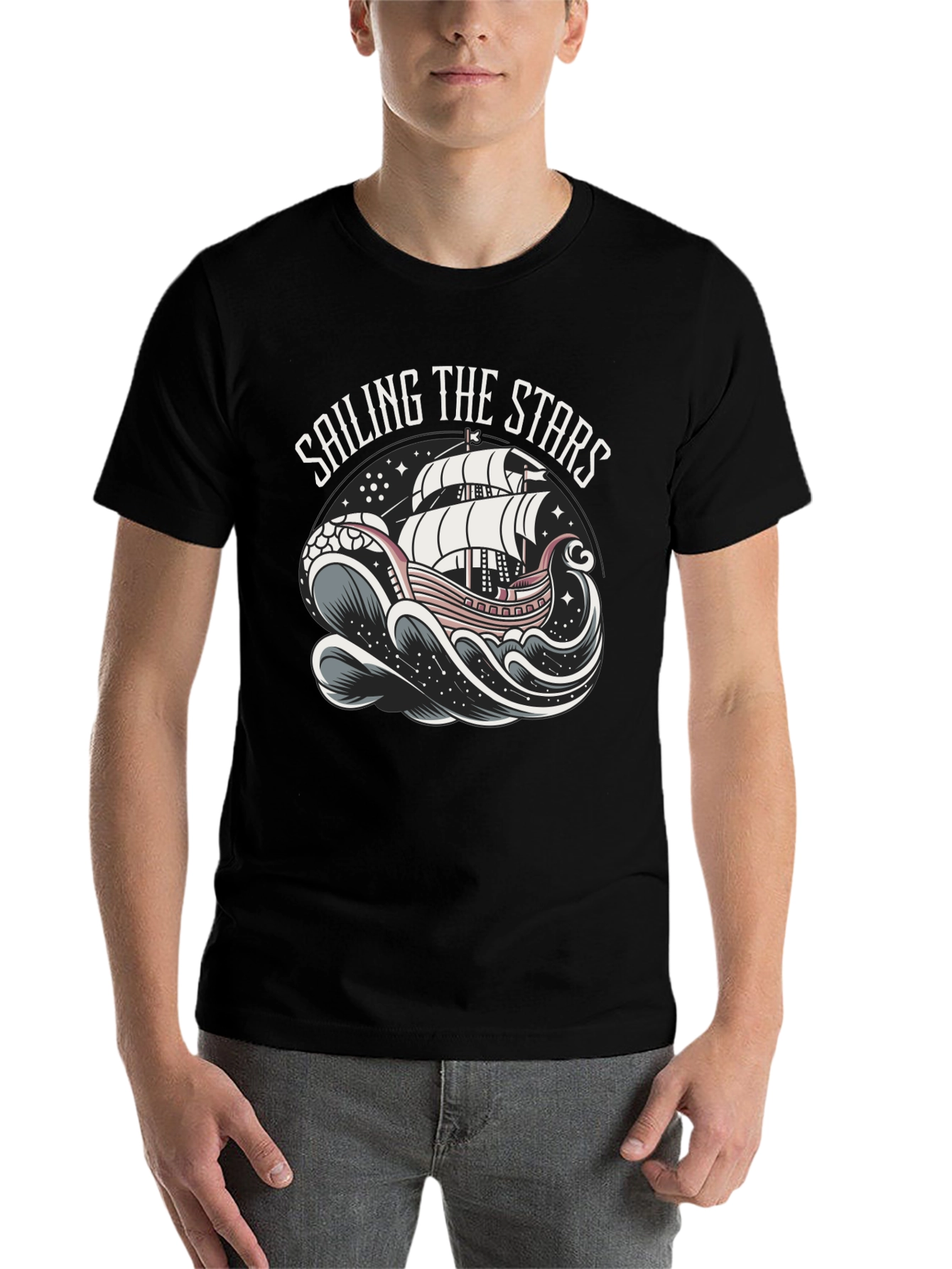 Black Sailing the Stars Graphic T-Shirt view 7