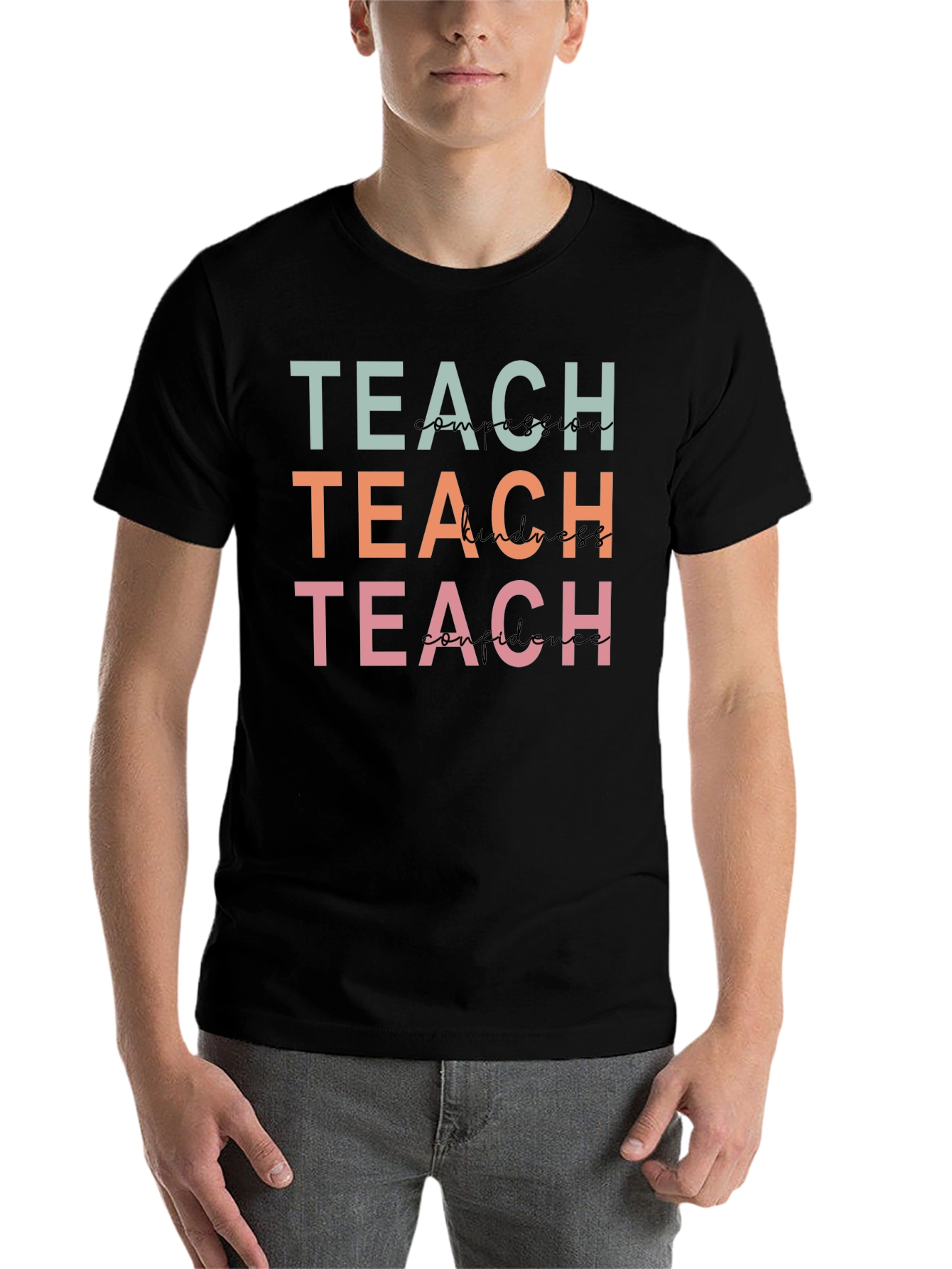Black Teach Compassion, Kindness, Confidence T-Shirt view 7
