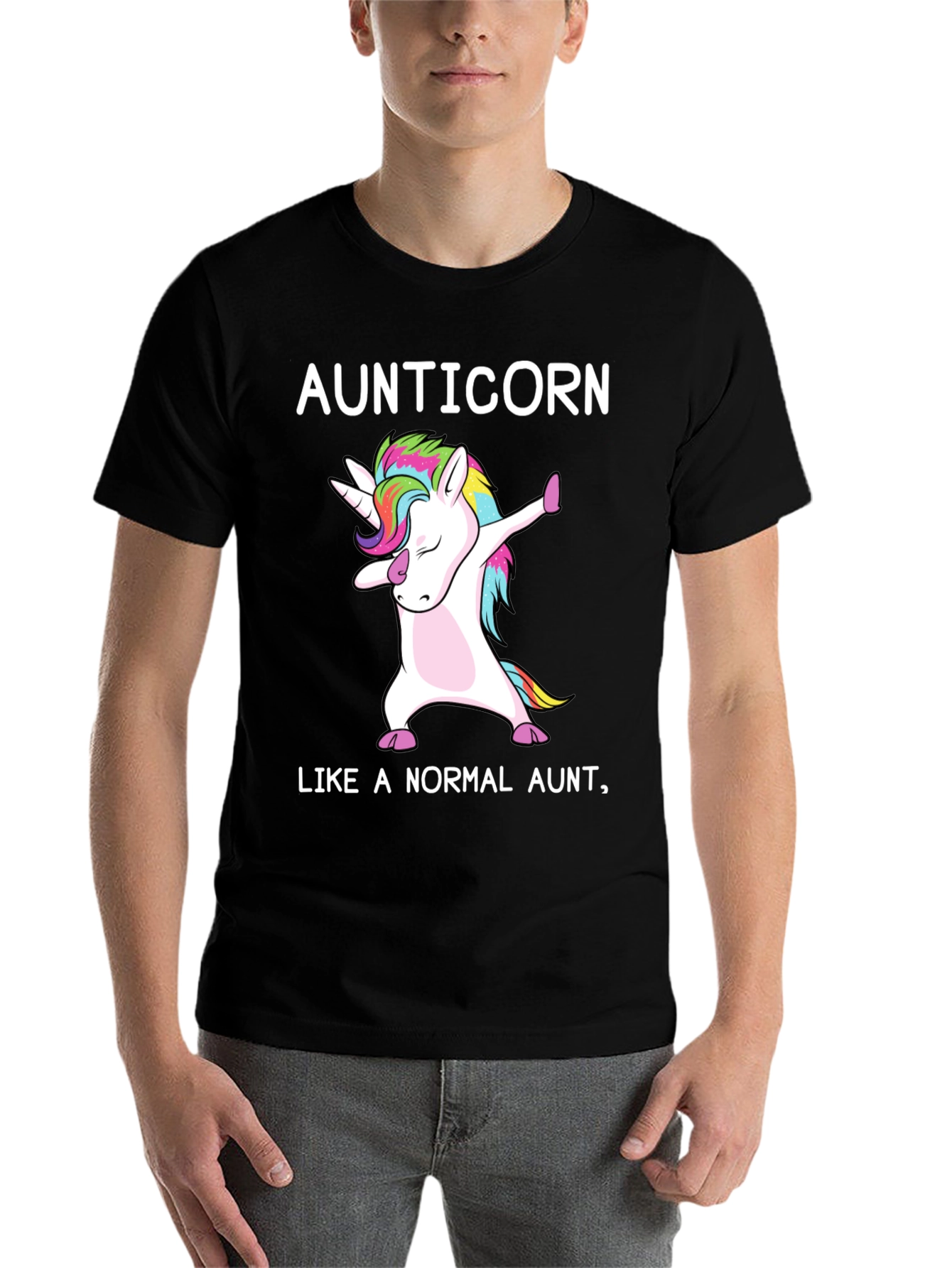 Black Aunticorn Like A Normal Aunt T-Shirt view 7