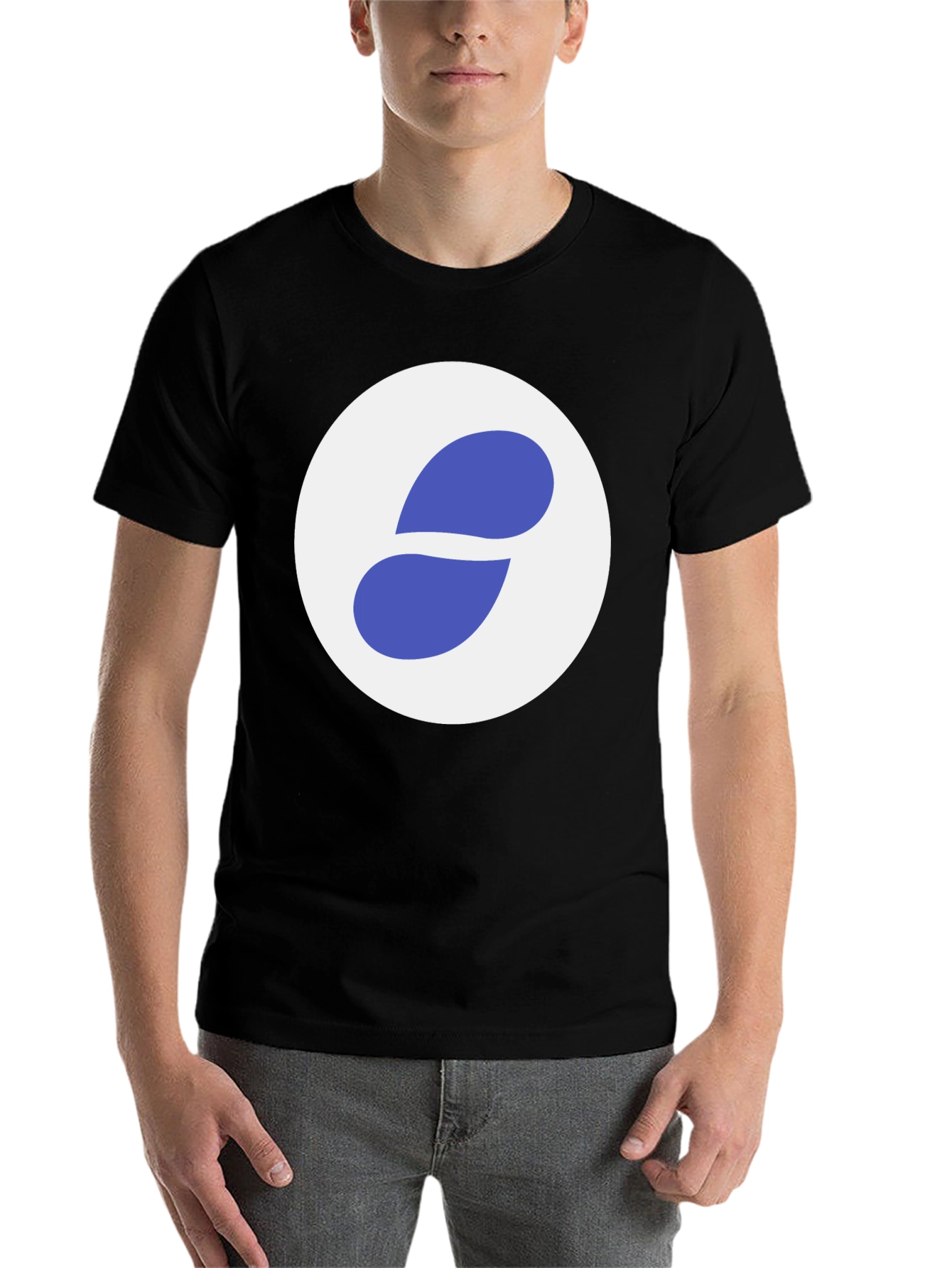 Black T-Shirt with Abstract Circle Logo - 7