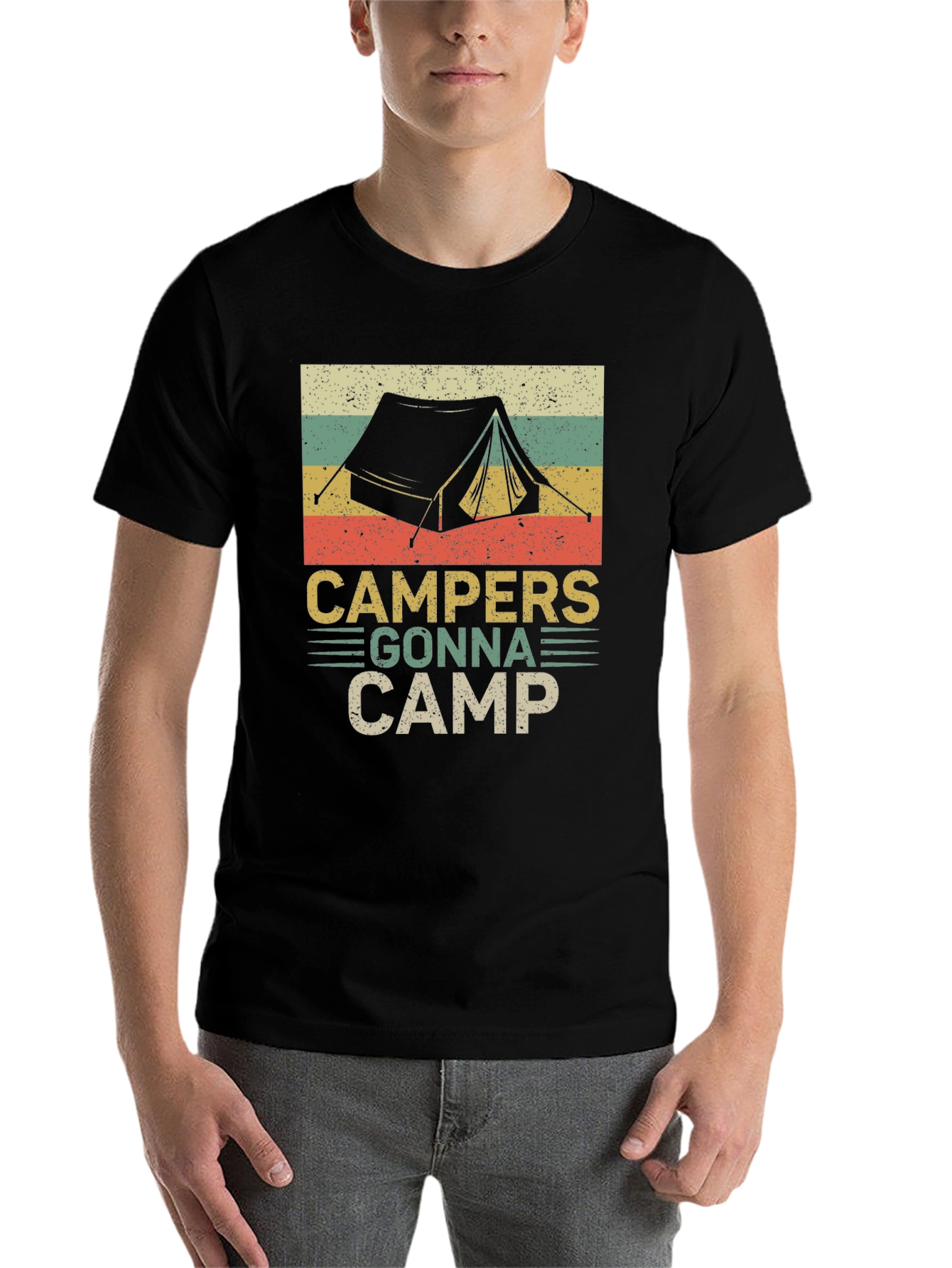 Black Campers Gonna Camp Retro Graphic T-Shirt view 7