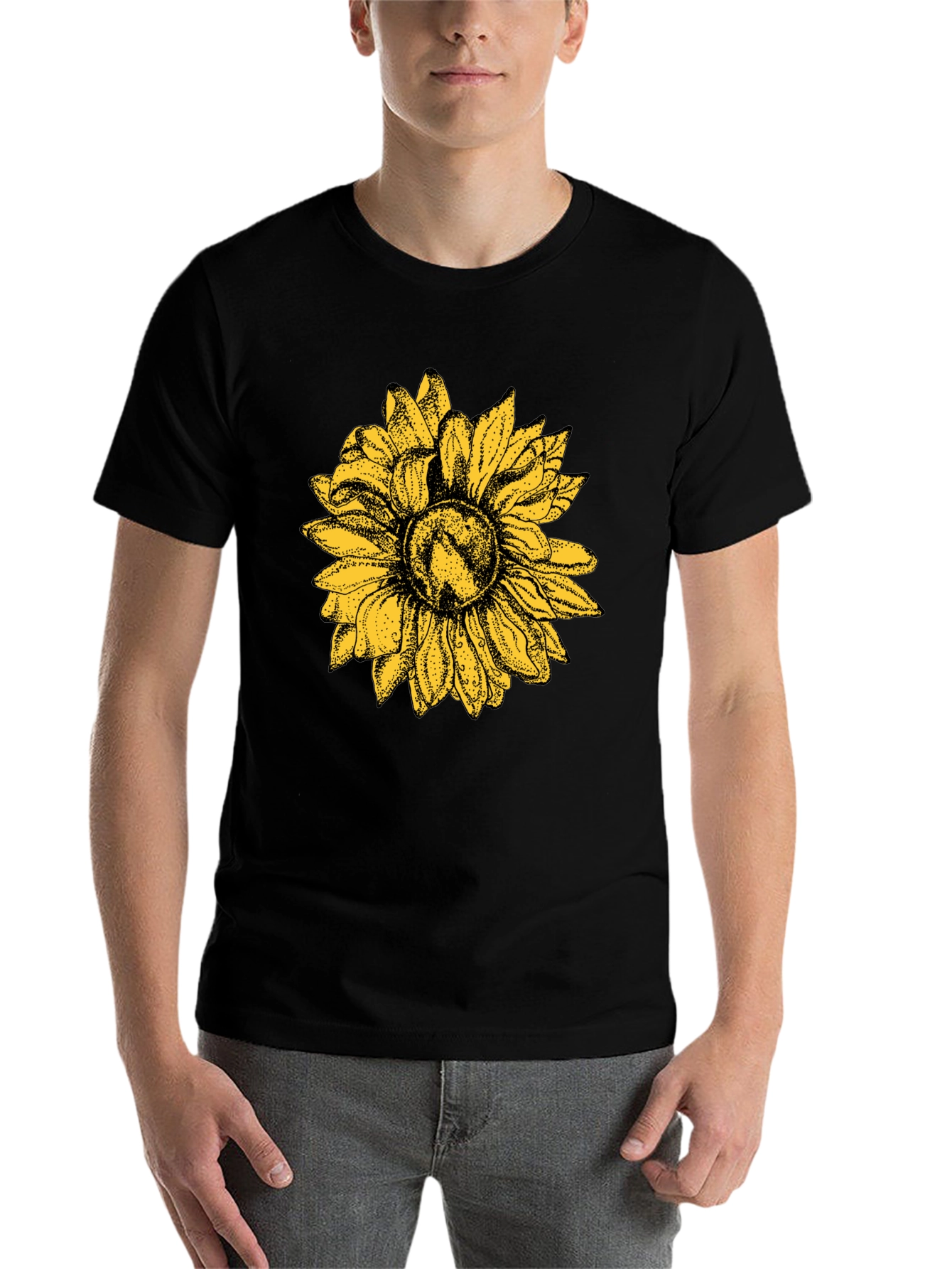 Black Sunflower Graphic Black T-Shirt - Nature Inspired Style view 7