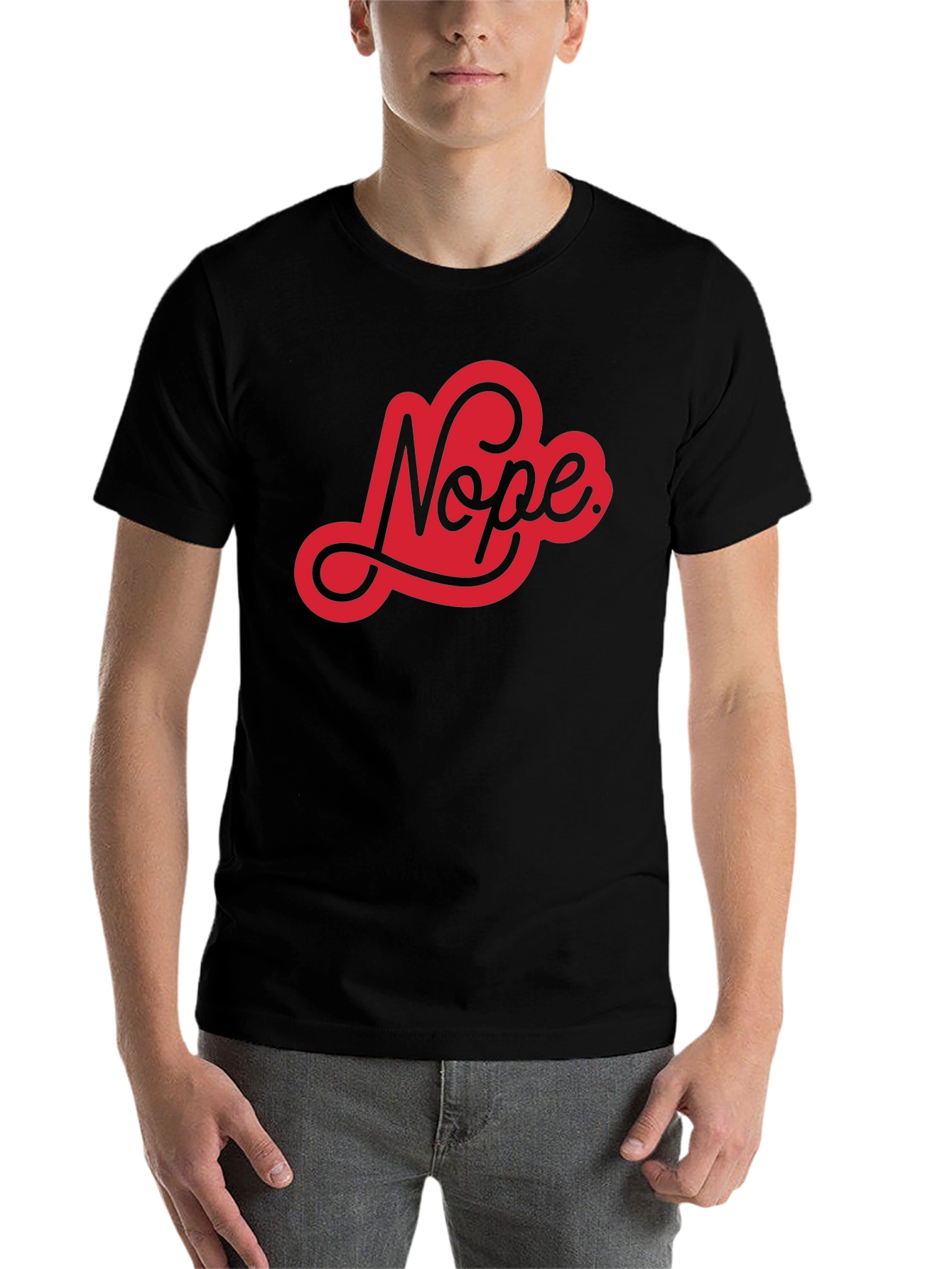 Black Nope Graphic Tee - Black Cotton Casual T-Shirt view 7