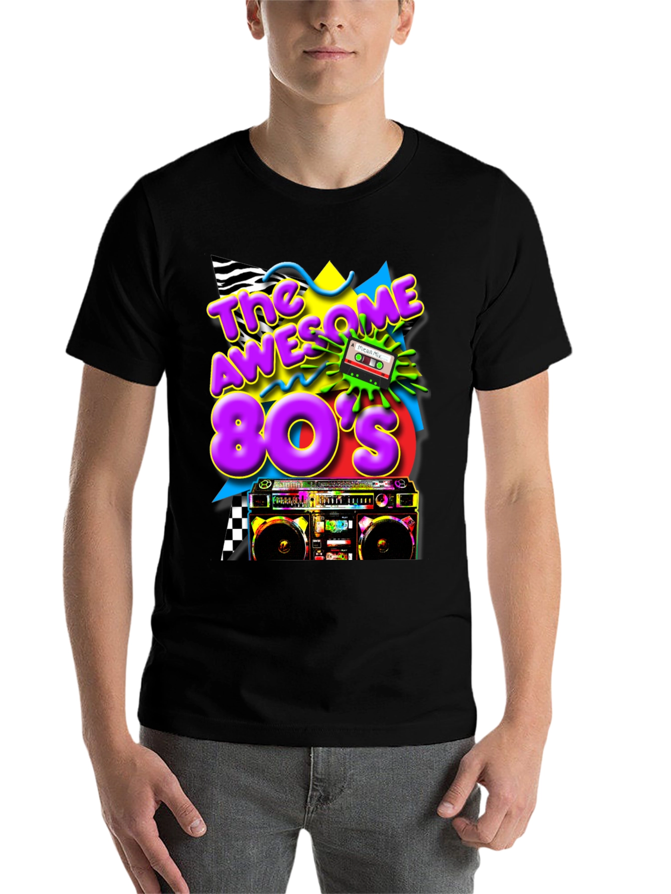 Black Awesome 80's Graphic Tee view 7