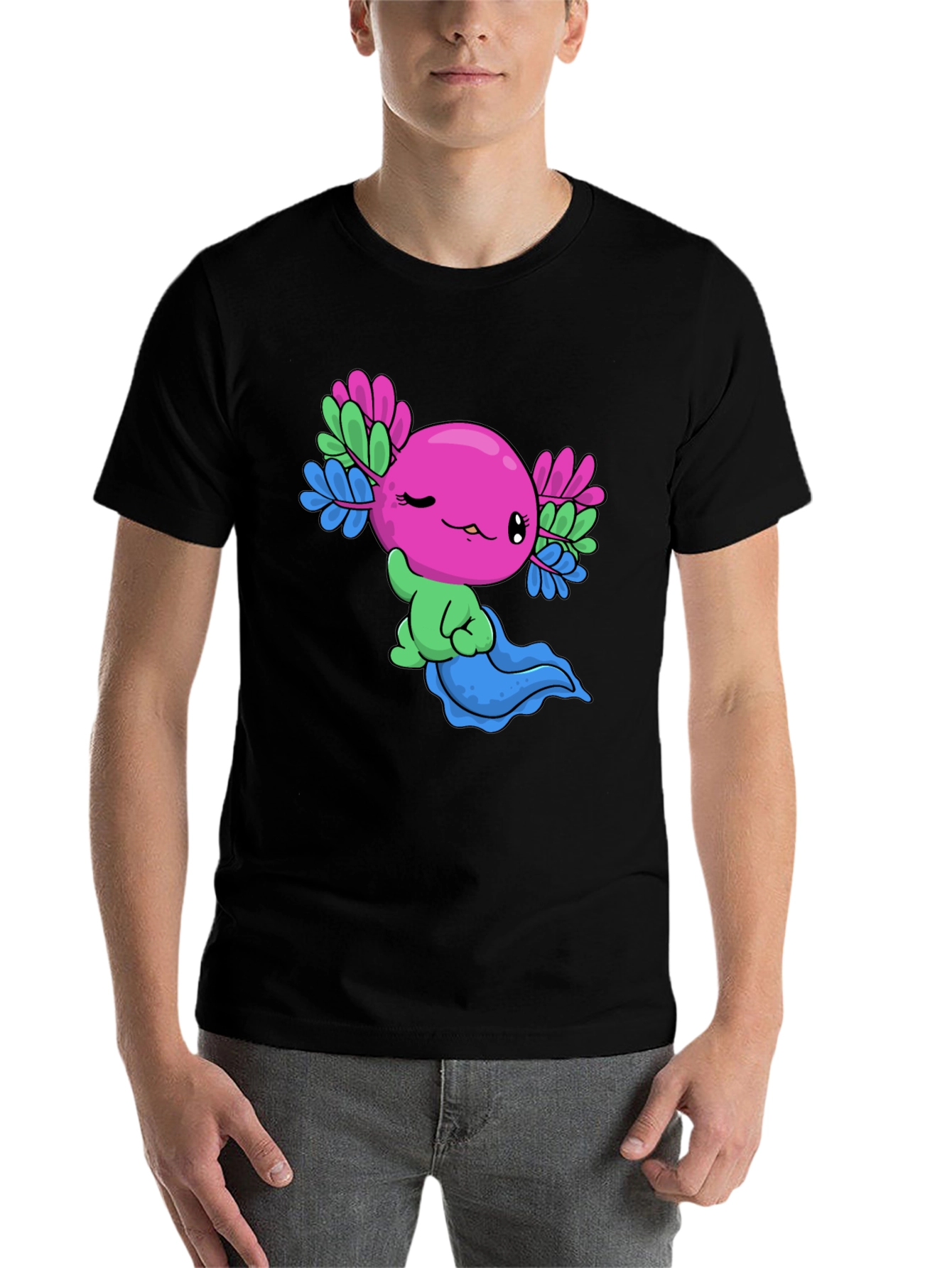 Black Axolotl Pride T-Shirt: Cute & Colorful Tee view 7