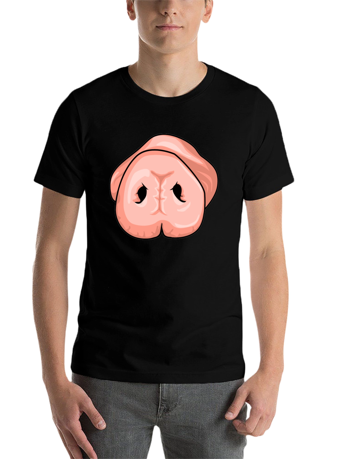 Black Funny Pig Nose T-Shirt - Unisex Graphic Tee view 7