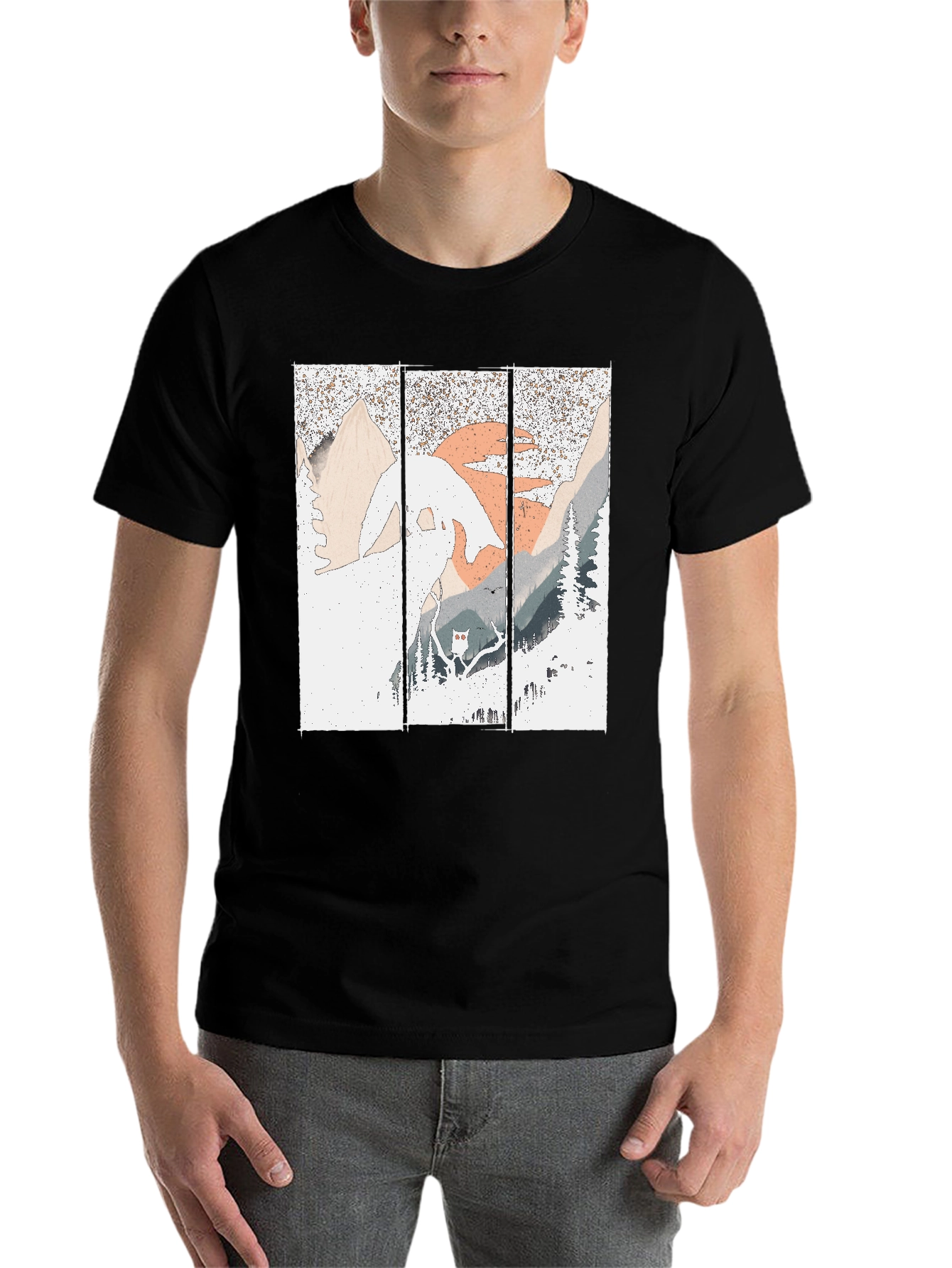 Black Mountain Vista Graphic Tee - Stylish Black T-Shirt view 7