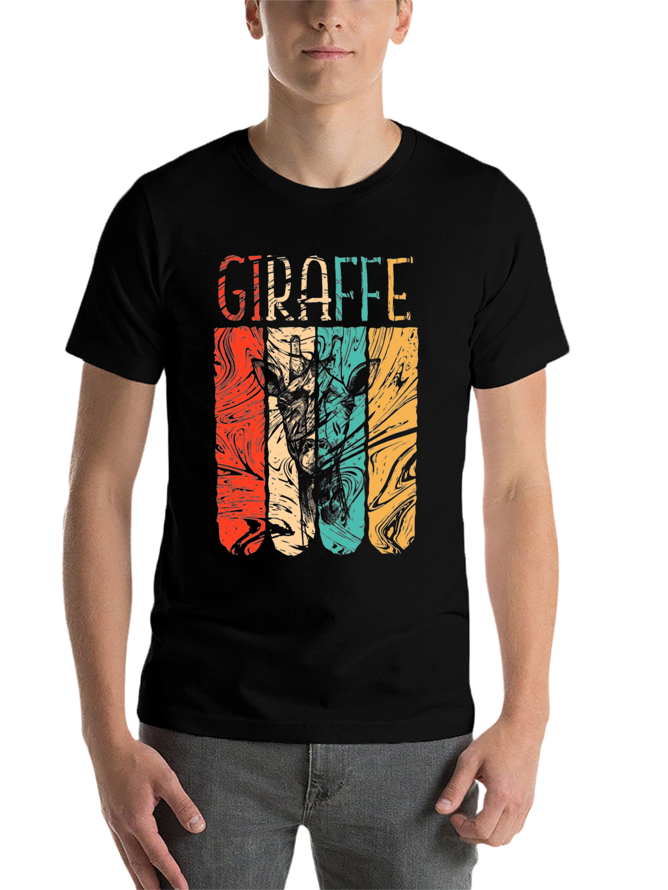 Black Retro Giraffe T-Shirt - Vintage Style Graphic Tee view 7
