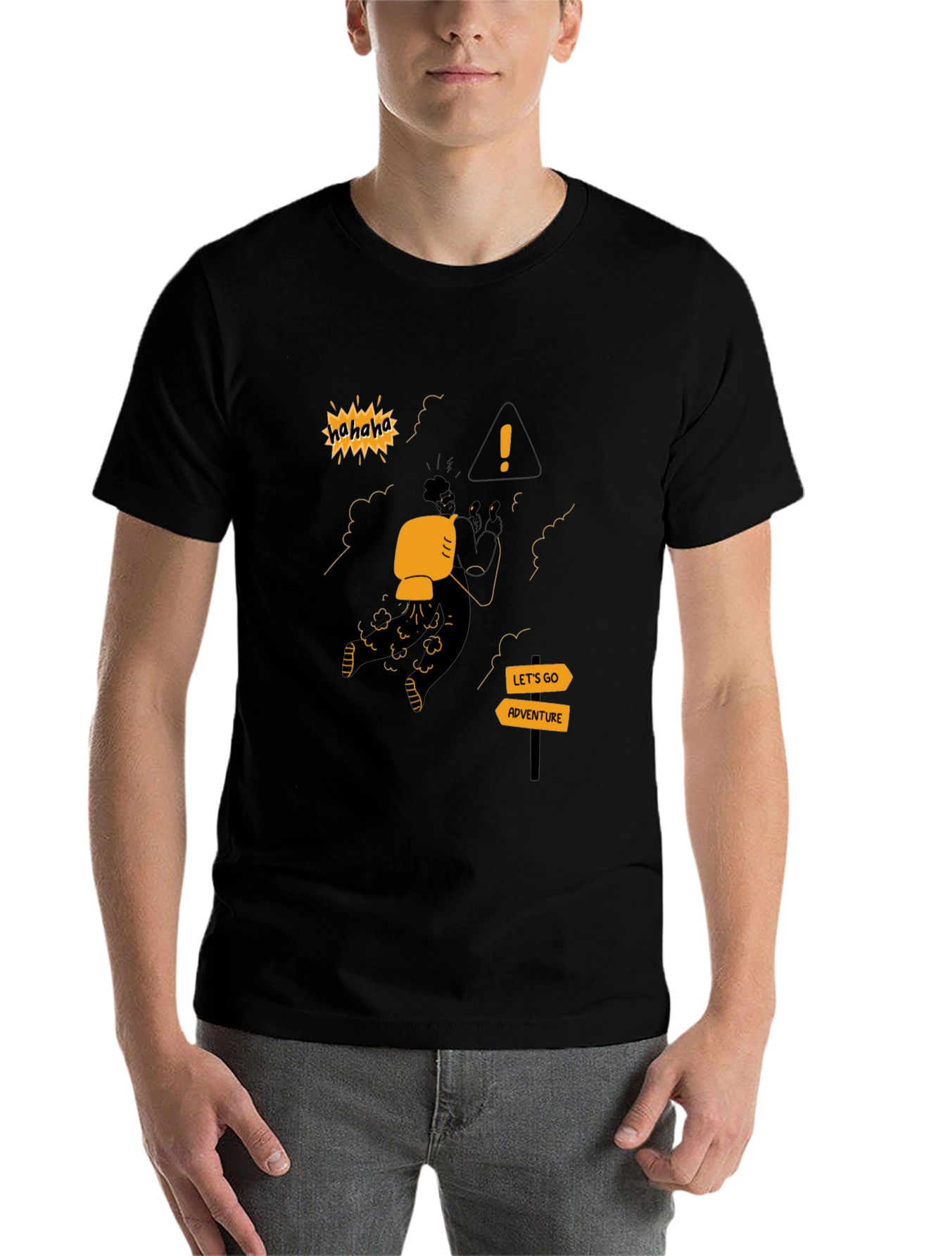 Black Adventure Seeker T-Shirt - Humorous Graphic Tee view 7