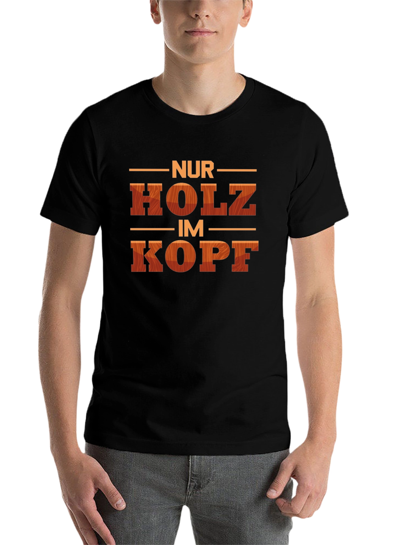 Black Nur Holz Im Kopf Funny T-Shirt view 7