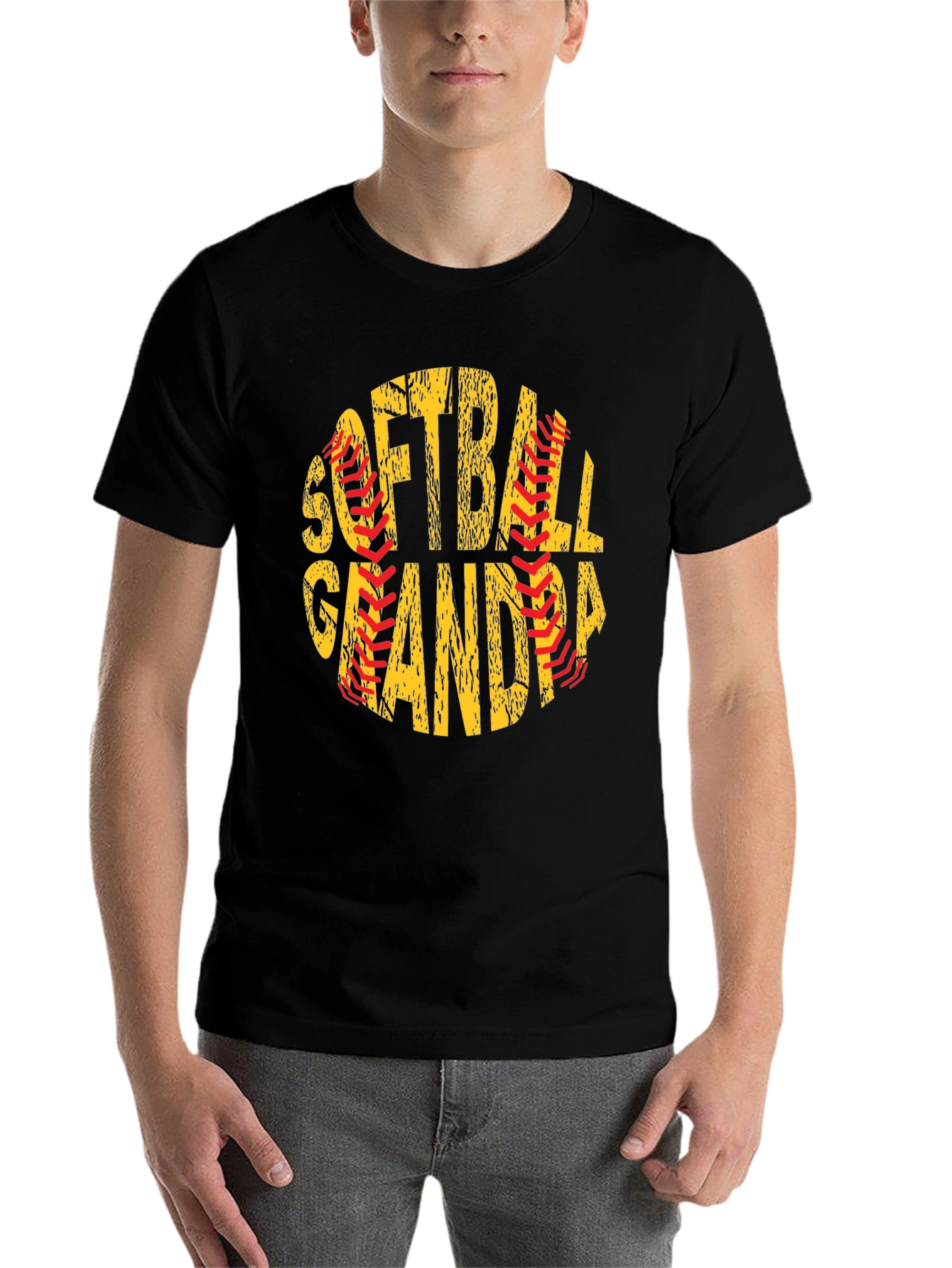 Black Softball Grandpa T-Shirt - Baseball Lover Gift view 7