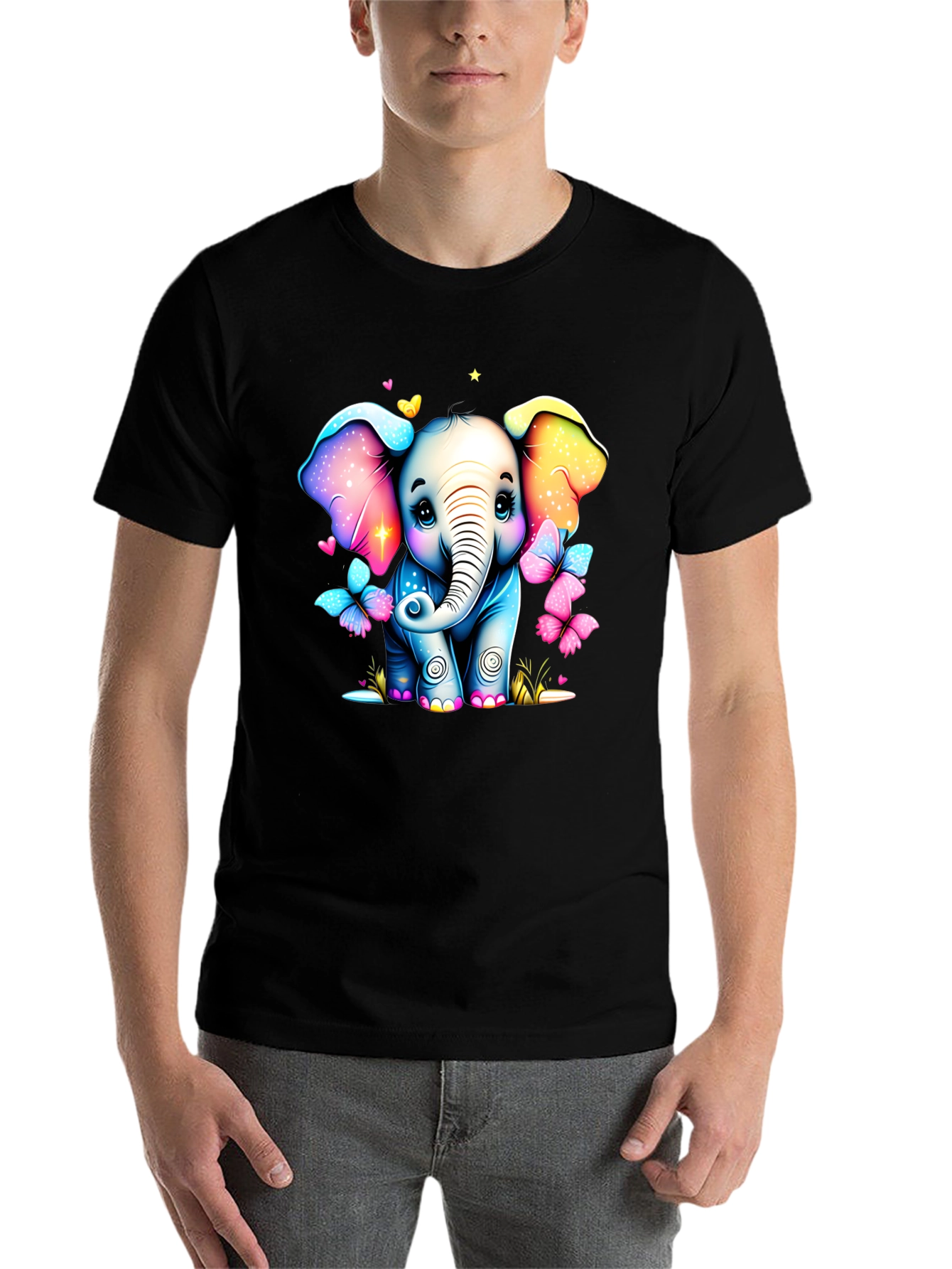 Black Cute Elephant T-Shirt view 7