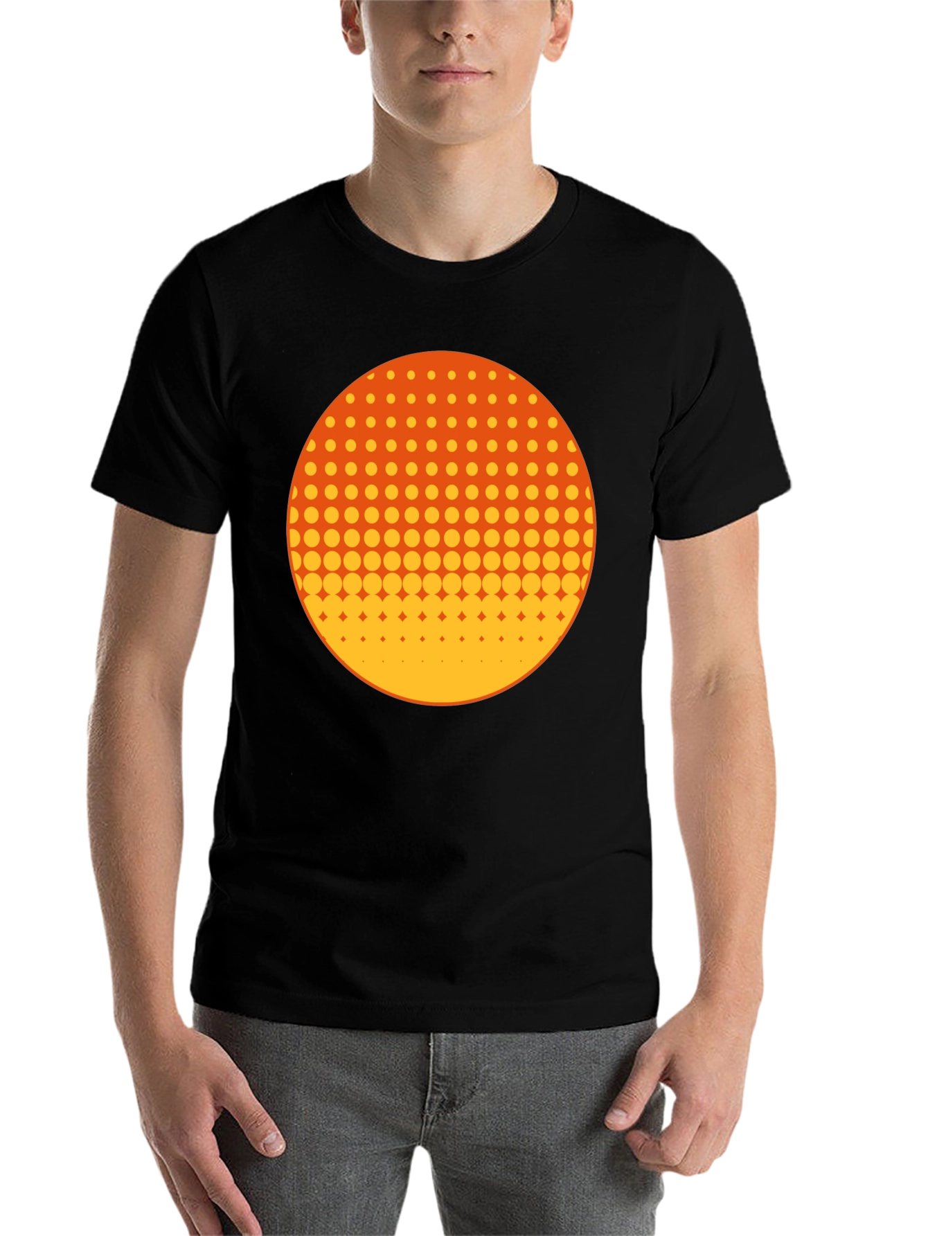 Black Retro Halftone Circle Graphic Tee - Black view 7