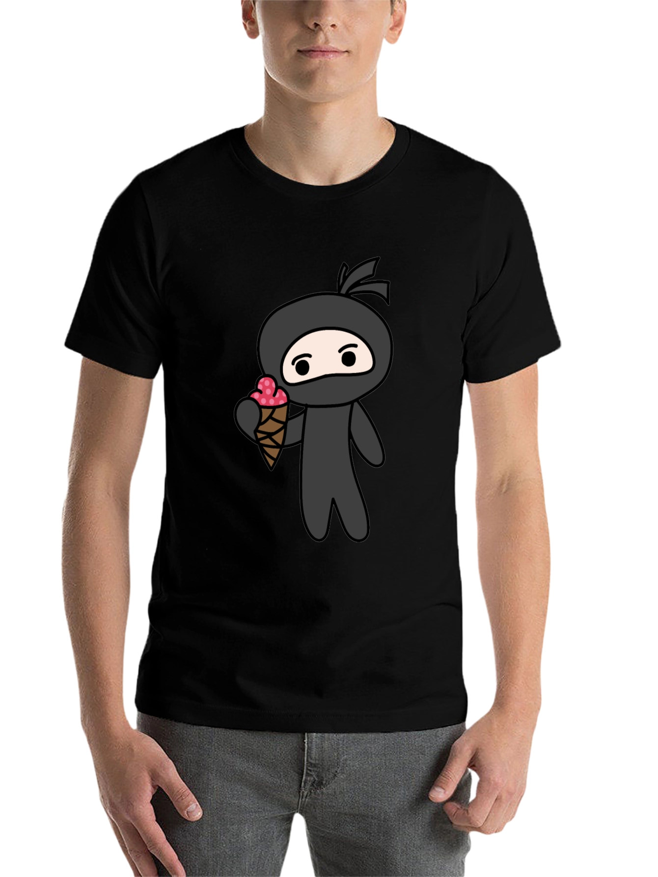 Black Ninja Ice Cream T-Shirt - Fun Graphic Tee view 7