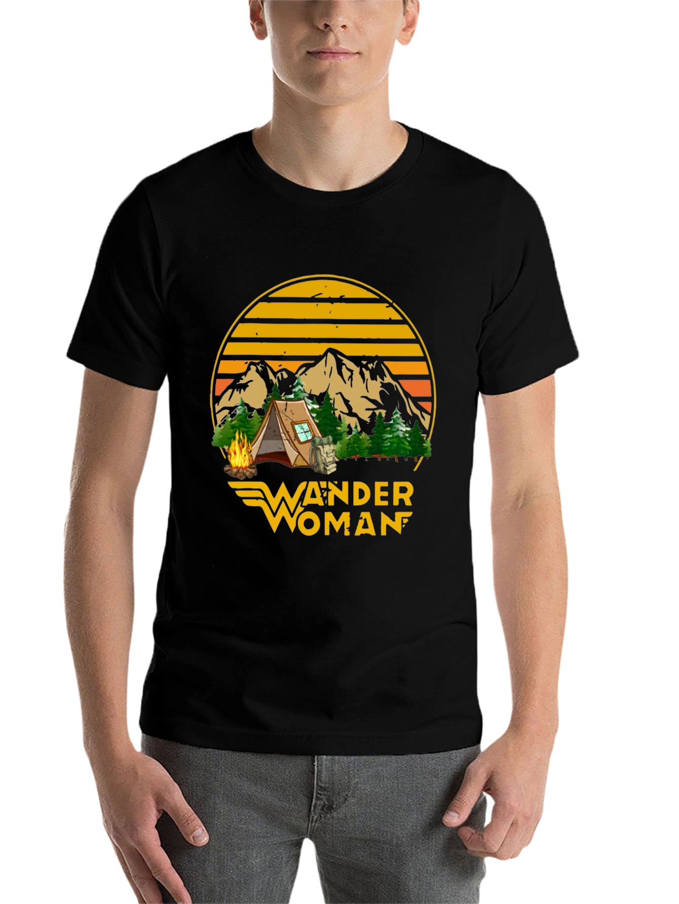 Black Wander Woman Camping Graphic Tee - Black view 7