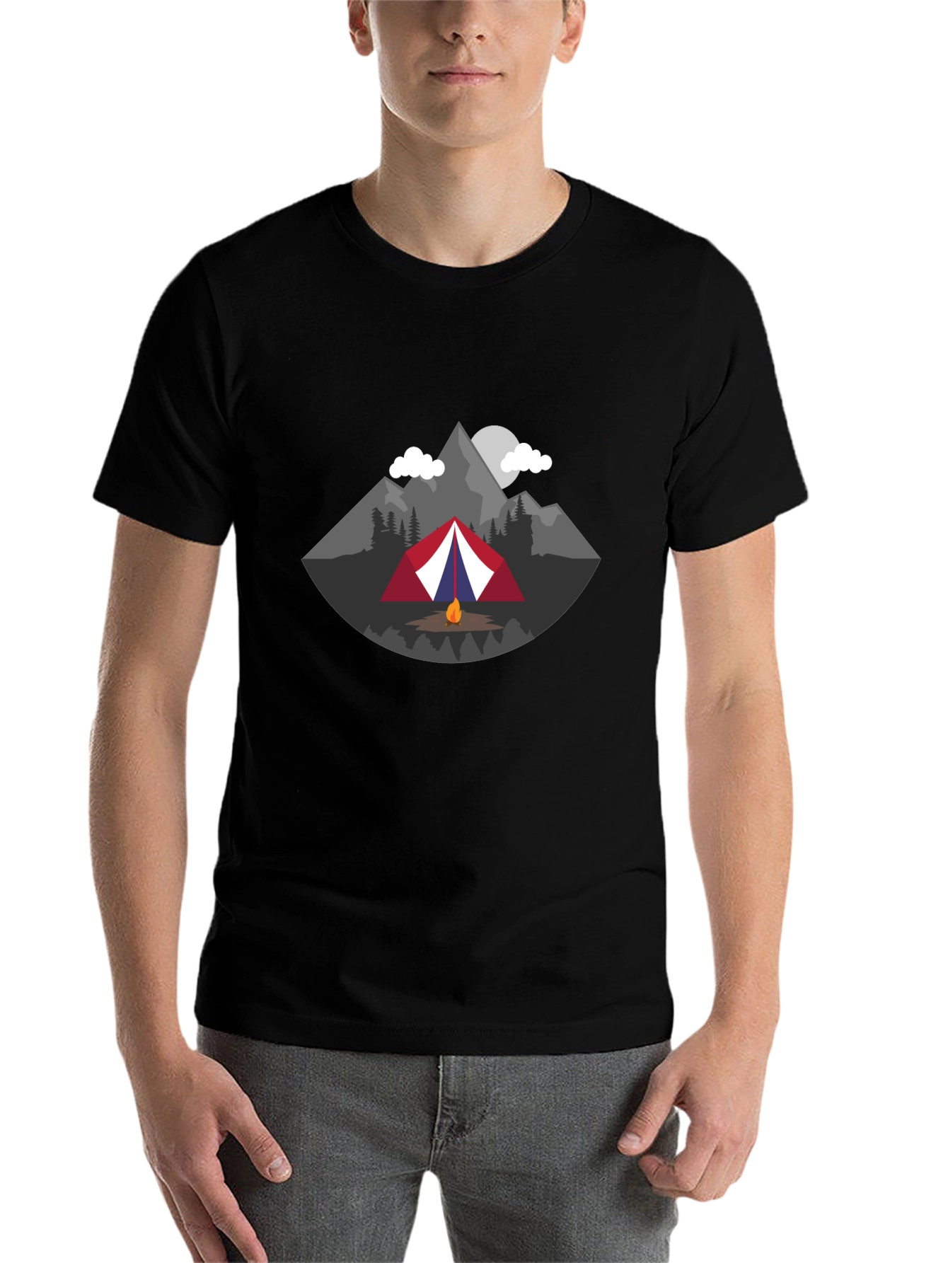 Black Camping Adventure Graphic Tee - Black view 7