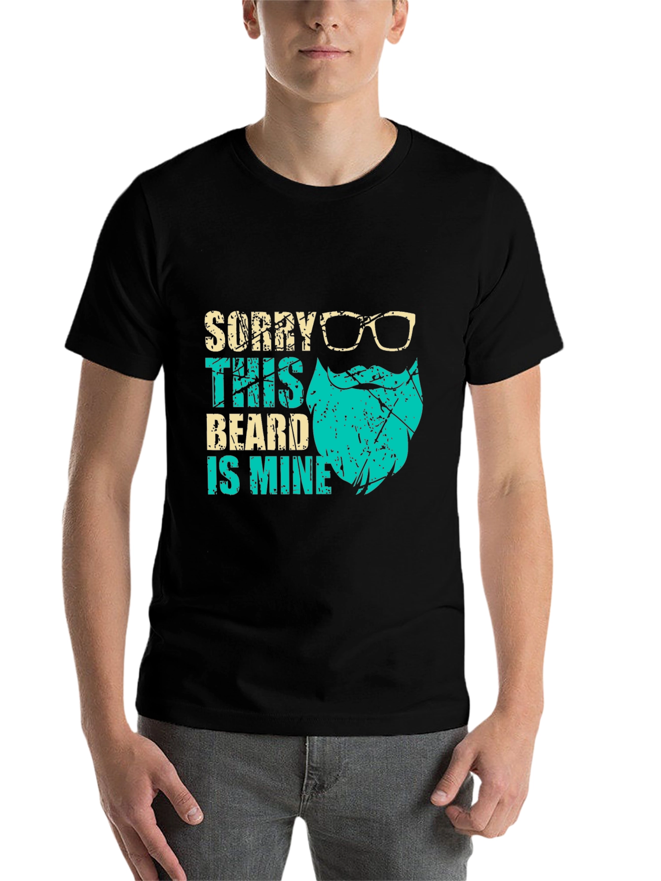 Black Bearded Humor Graphic Tee - 'Sorry This Beard is Mine' view 7
