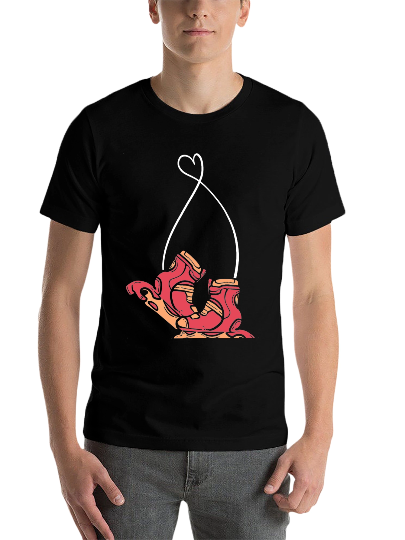 Black Retro Roller Skate Heart Graphic Tee view 7