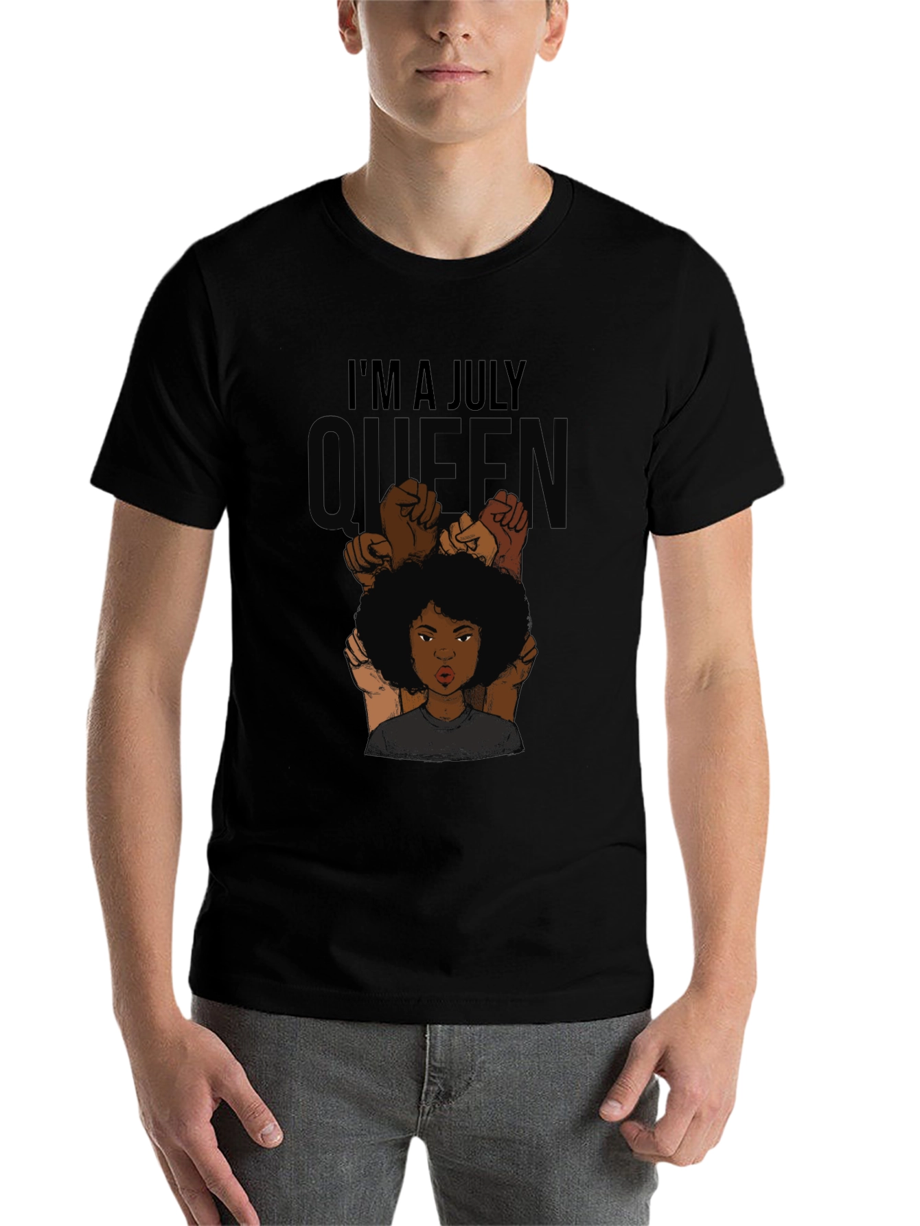 Black I'm a July Queen Black T-Shirt view 7