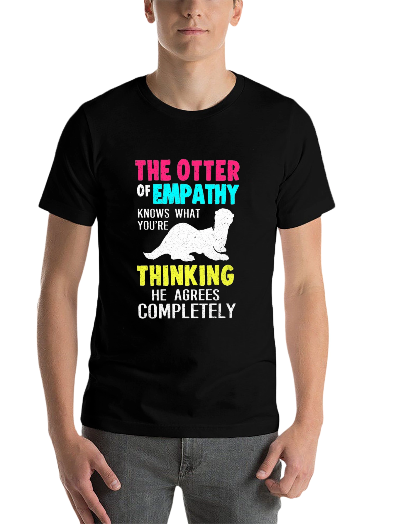 Black Empathy Otter Graphic T-Shirt view 7