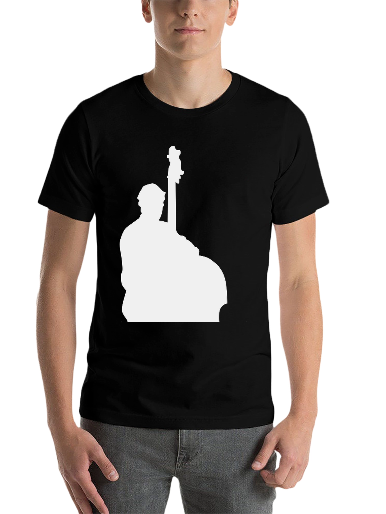 Black Bass Player Silhouette Black T-Shirt view 7