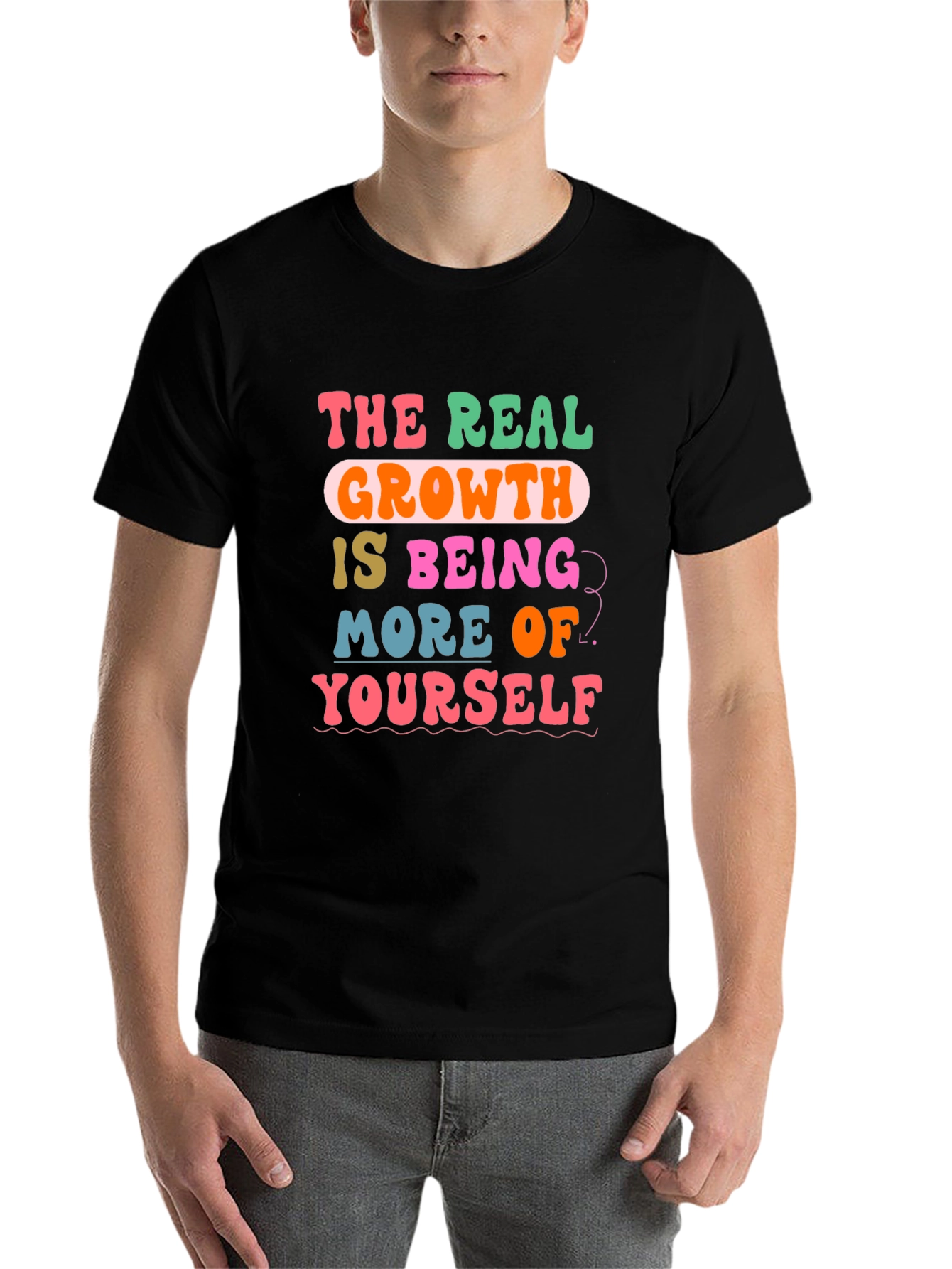 Black The Real Growth Retro Graphic T-Shirt view 7