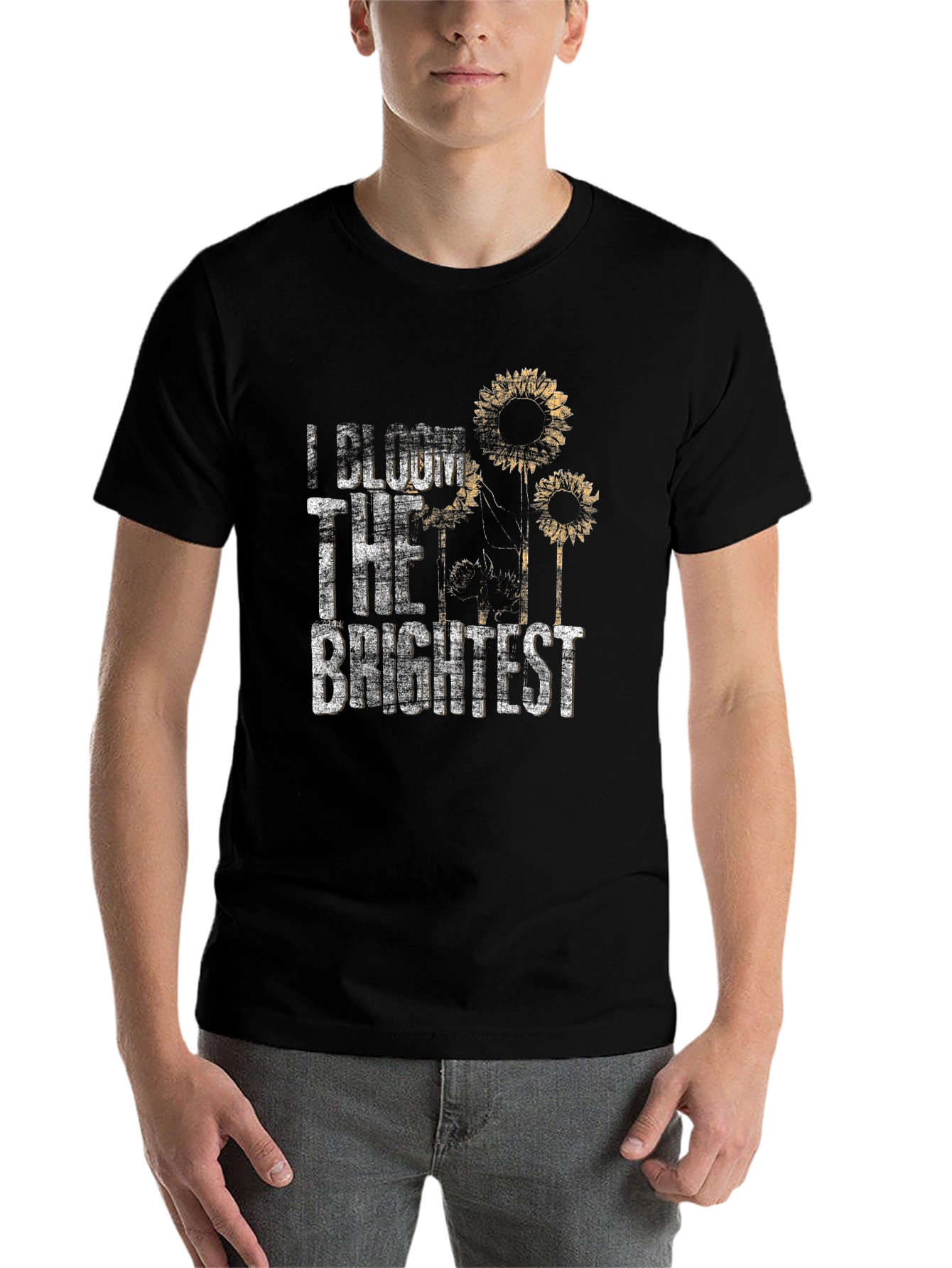 Black I Bloom the Brightest Sunflower Graphic T-Shirt view 7