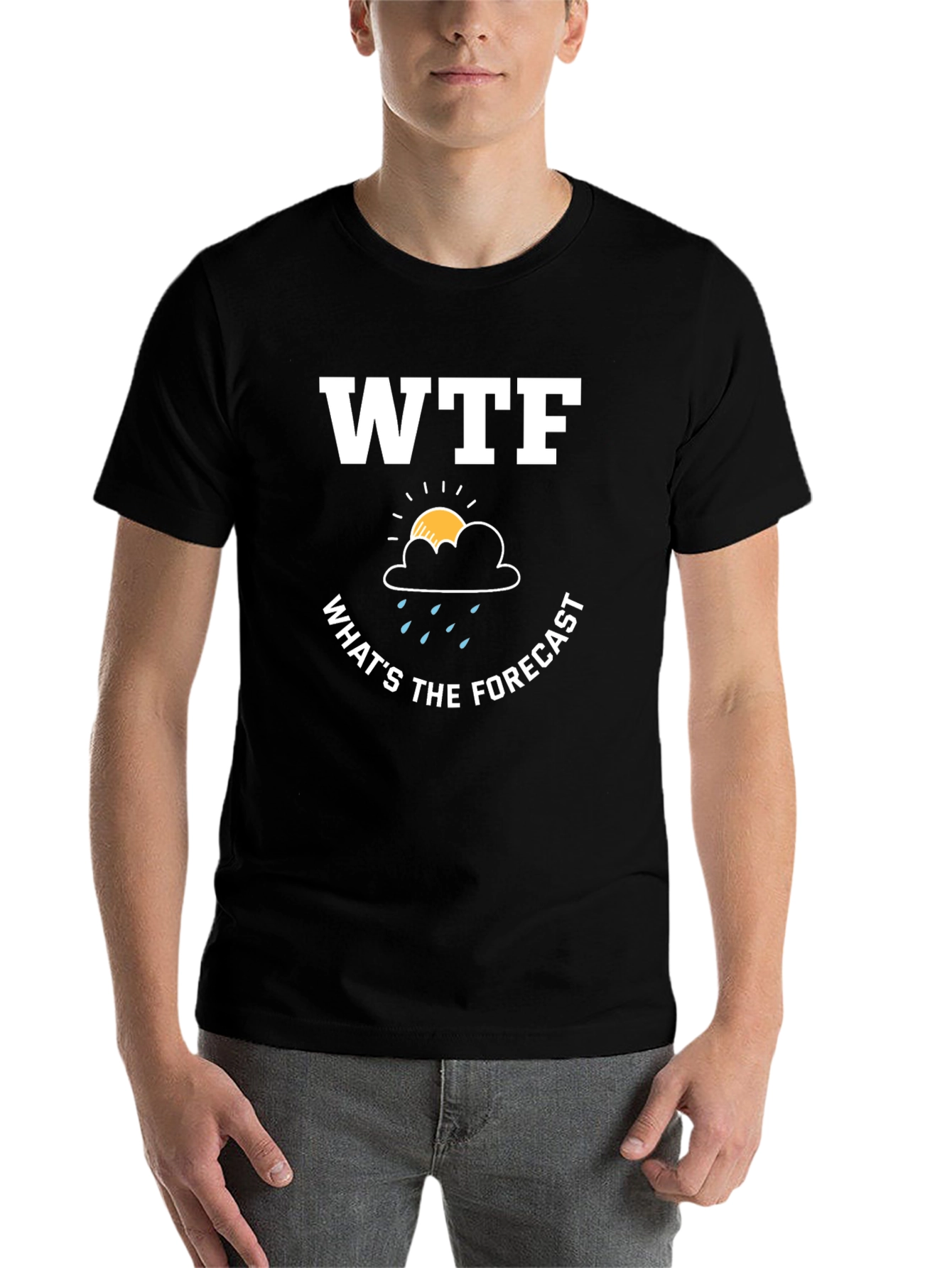 Black WTF What's the Forecast T-Shirt - Humorous Weather Tee view 7