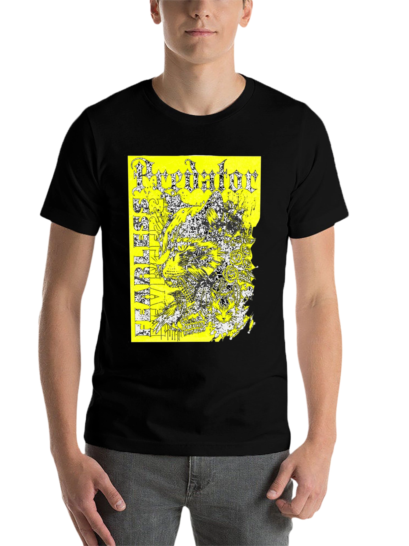Black Predator Graphic Print T-Shirt - Black view 7