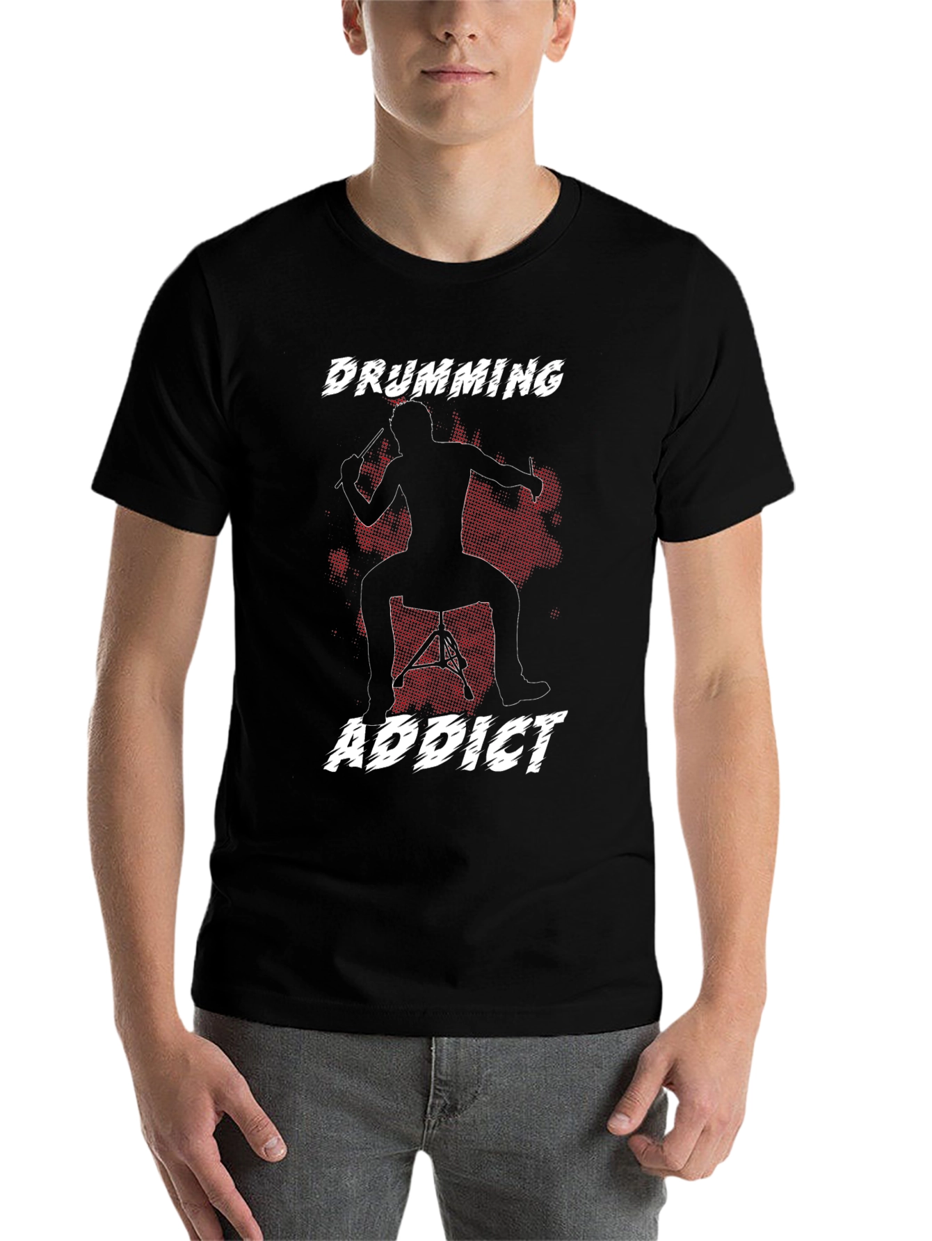 Black Drumming Addict T-Shirt - Musician Tee view 7