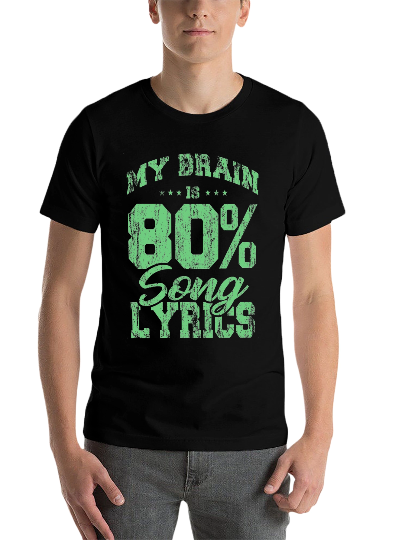 Black My Brain is 80% Song Lyrics Black T-Shirt view 7