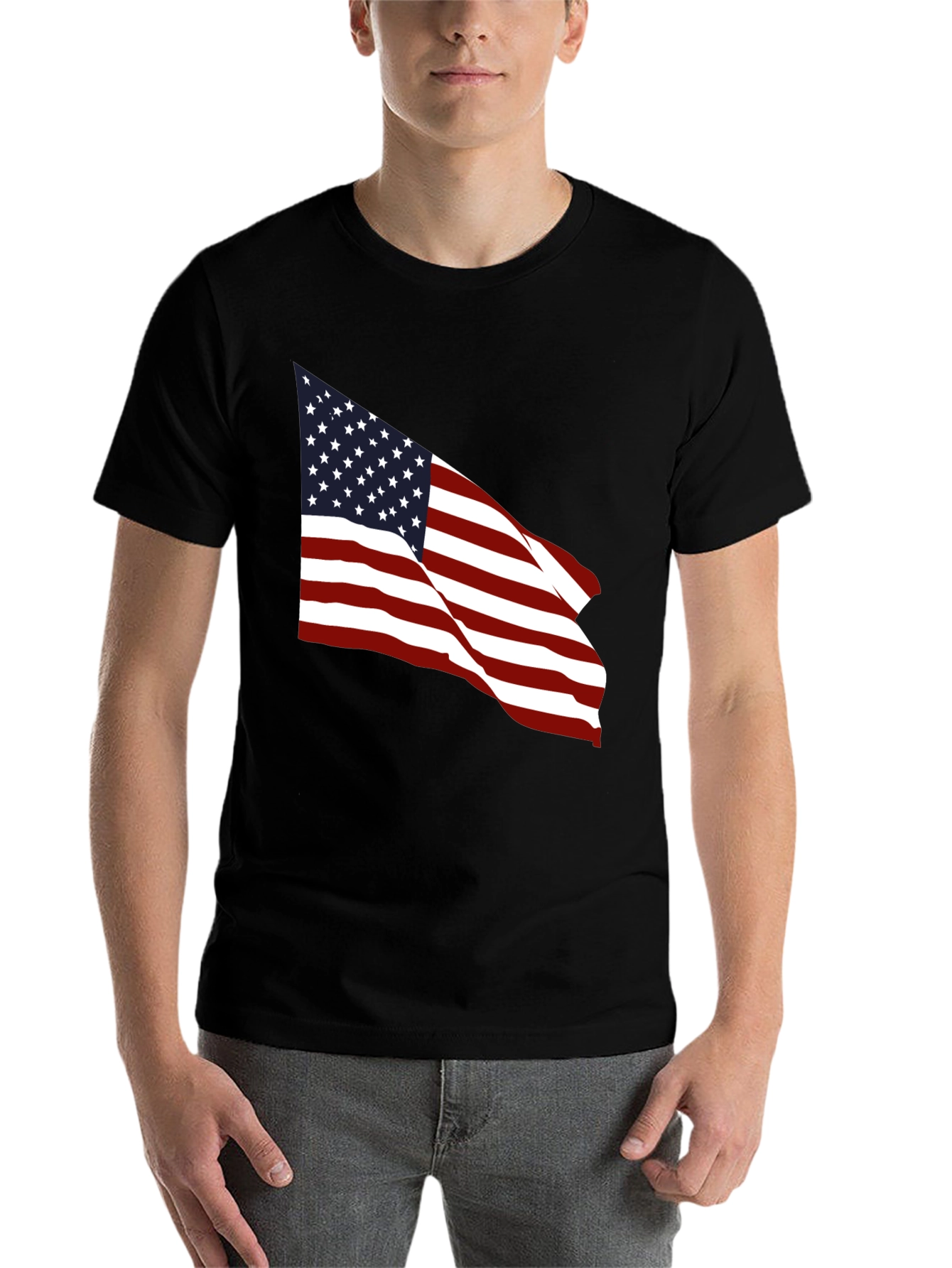 Black American Flag Graphic Black T-Shirt view 7