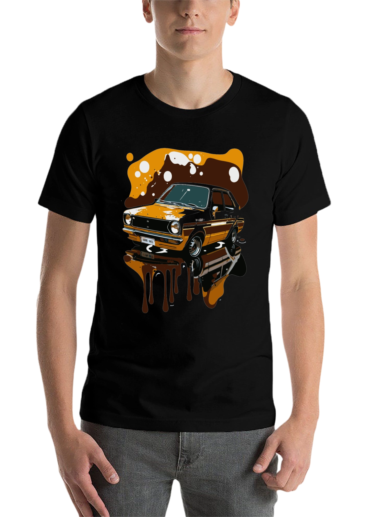 Black Vintage Car Graphic T-Shirt view 7