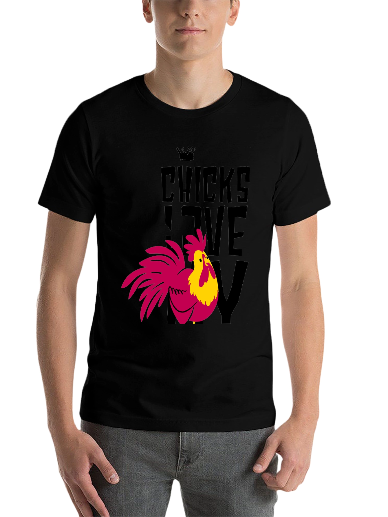 Black Chicks Love My Chicken Graphic T-Shirt - Funny Rooster Tee view 7