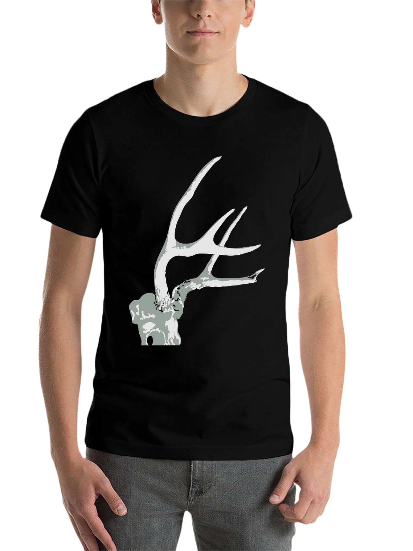 Black Antler Graphic Tee - Black Unisex T-Shirt view 7