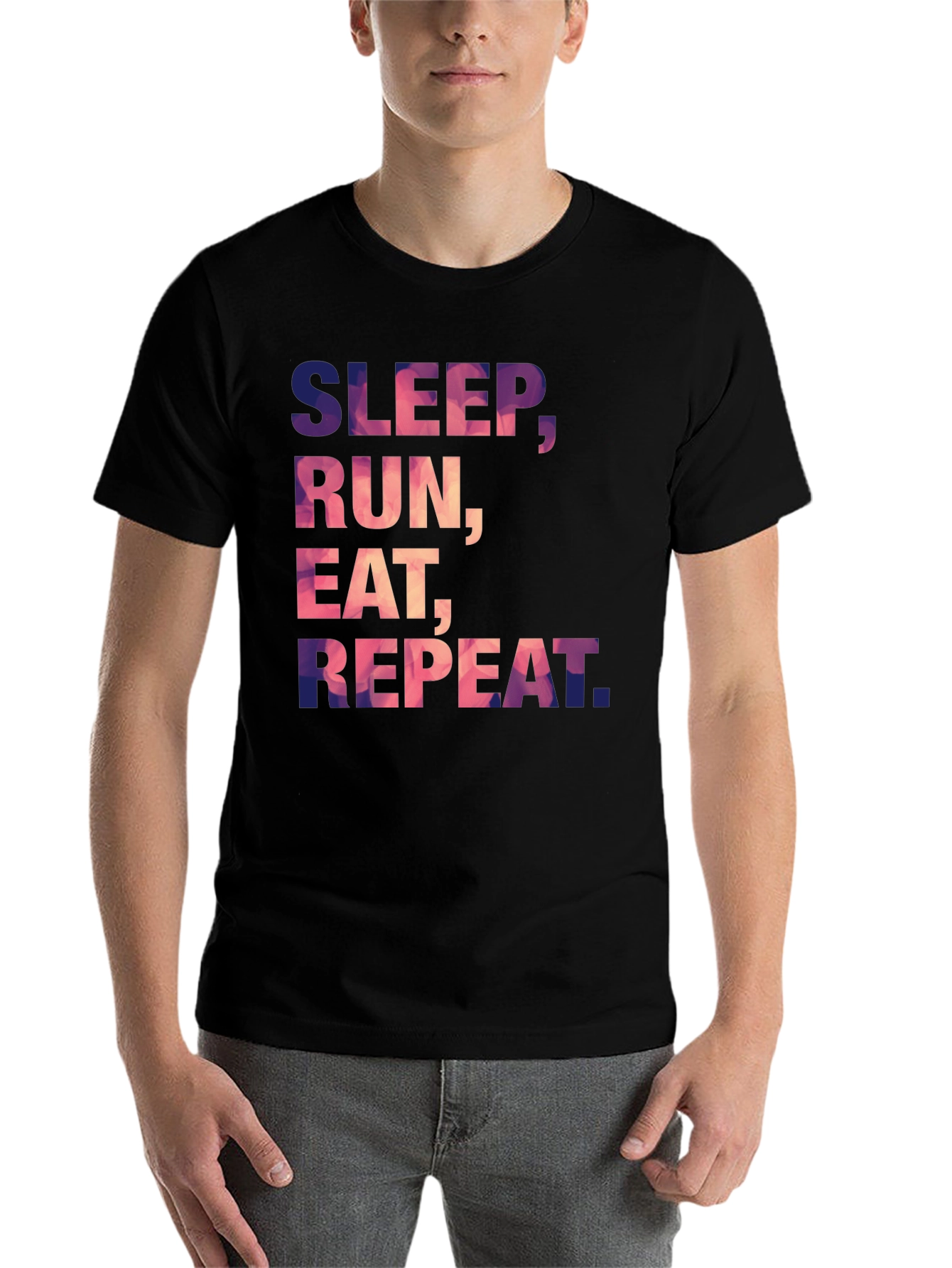 Black Sleep Run Eat Repeat Graphic Tee view 7