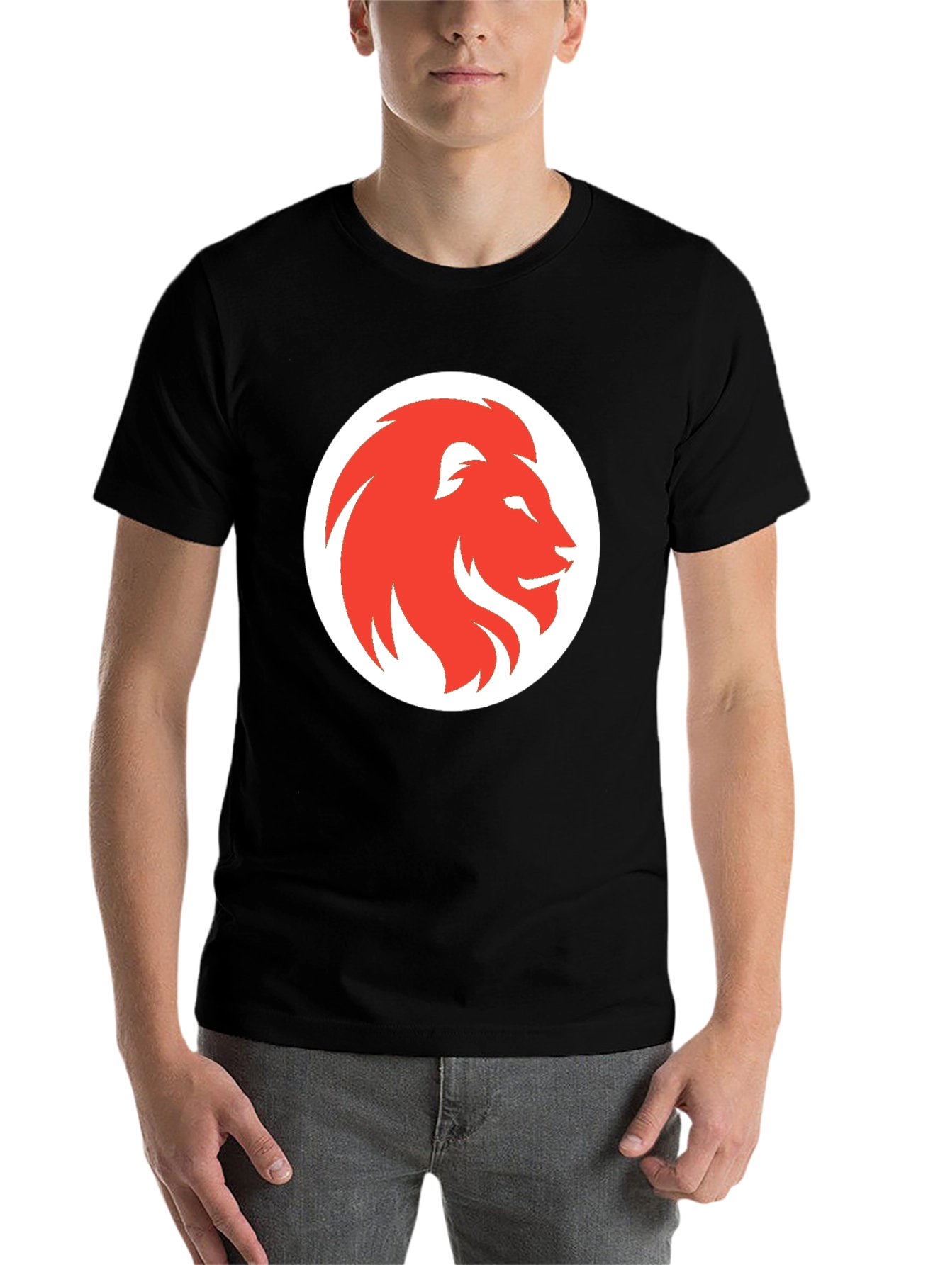Black Lion Graphic Print Men's Black T-Shirt view 7