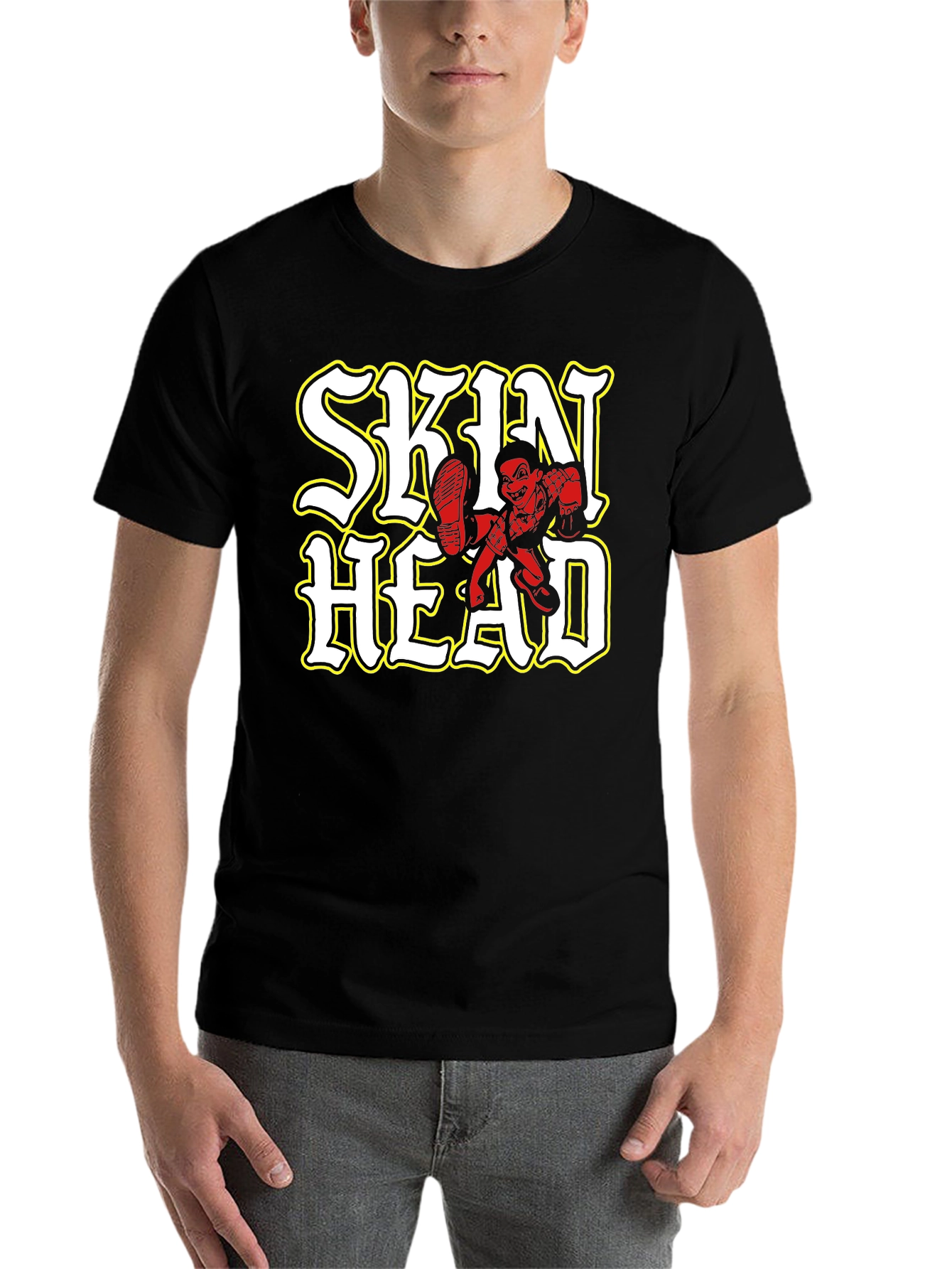 Black Skinhead Graphic Black T-Shirt view 7