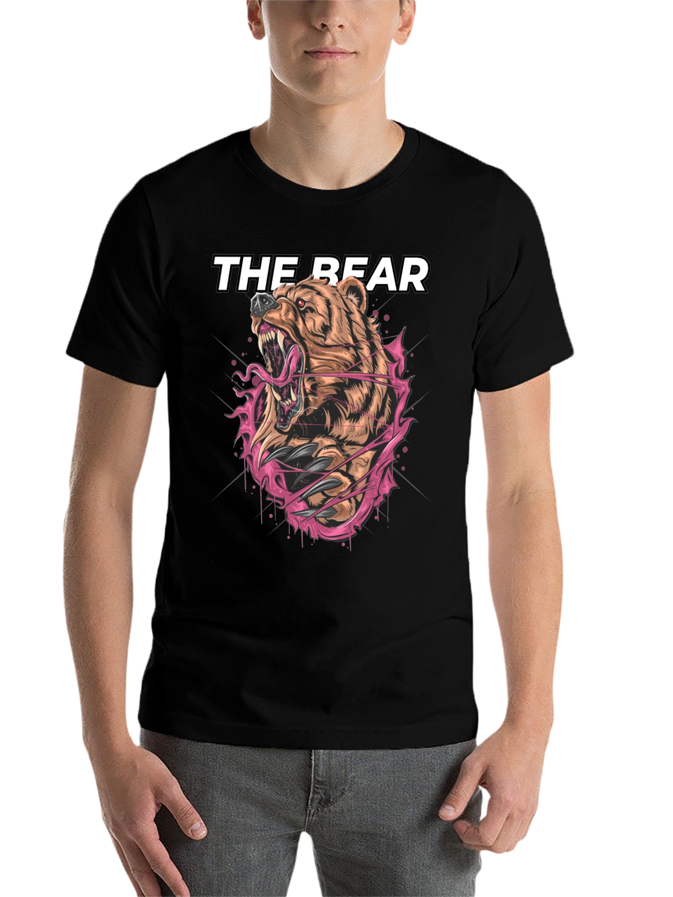 Black The Bear Graphic Print Black T-Shirt view 7