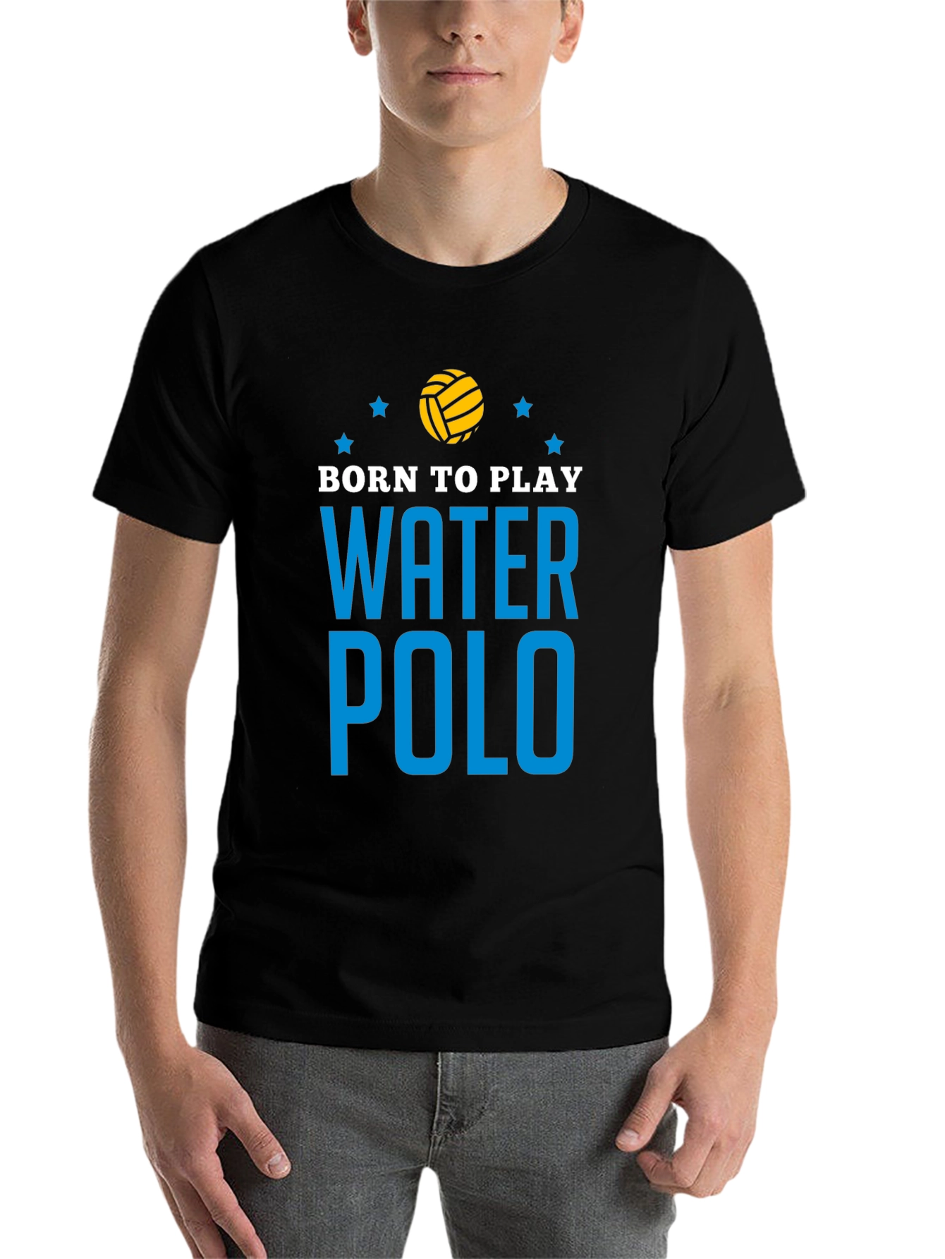 Black Born to Play Water Polo Graphic T-Shirt view 7