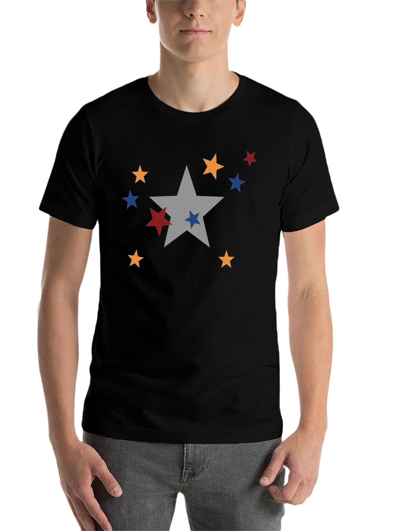 Black Starry Black T-Shirt - Casual Style view 7