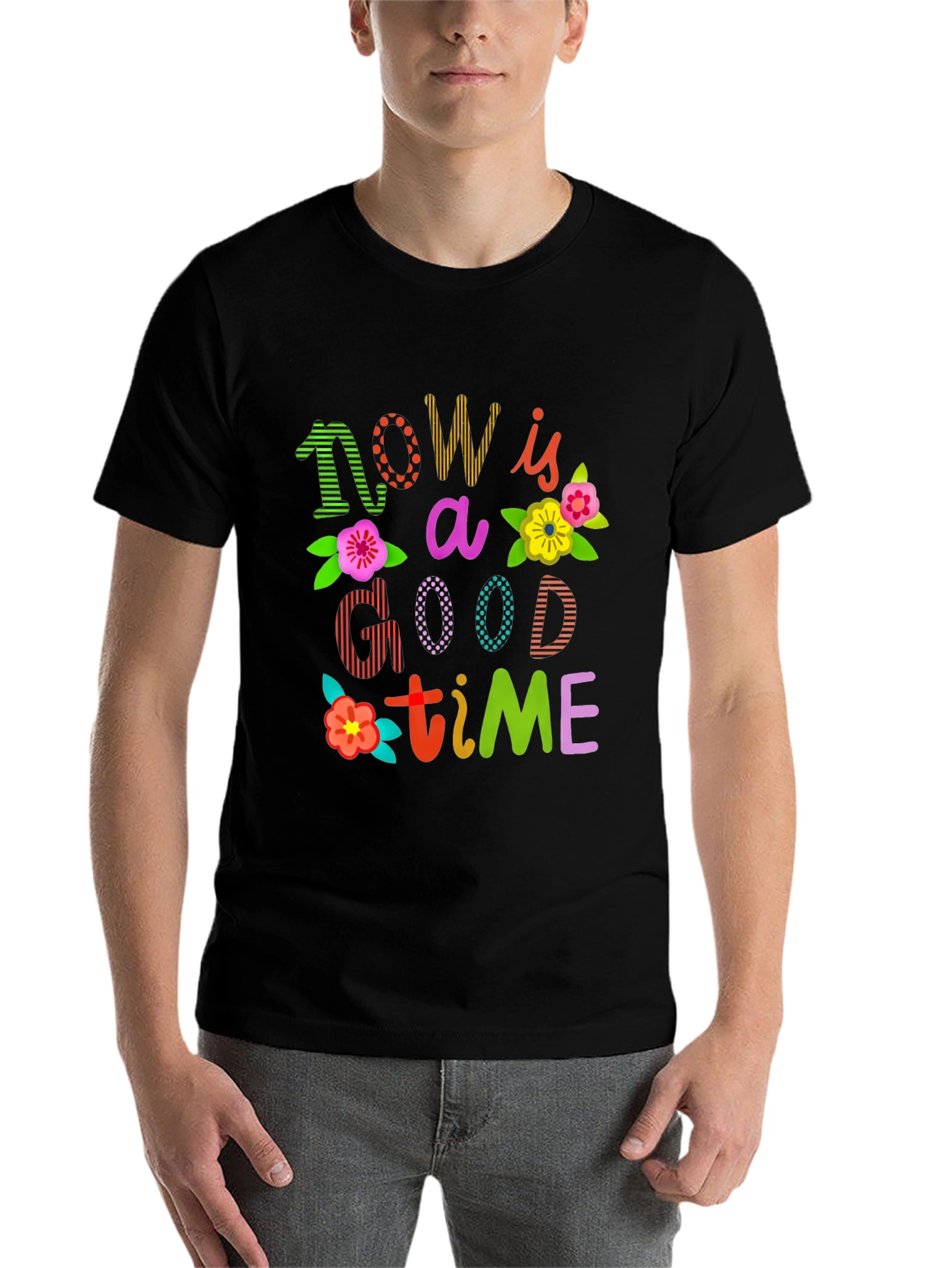 Black Now is a Good Time Graphic T-Shirt view 7