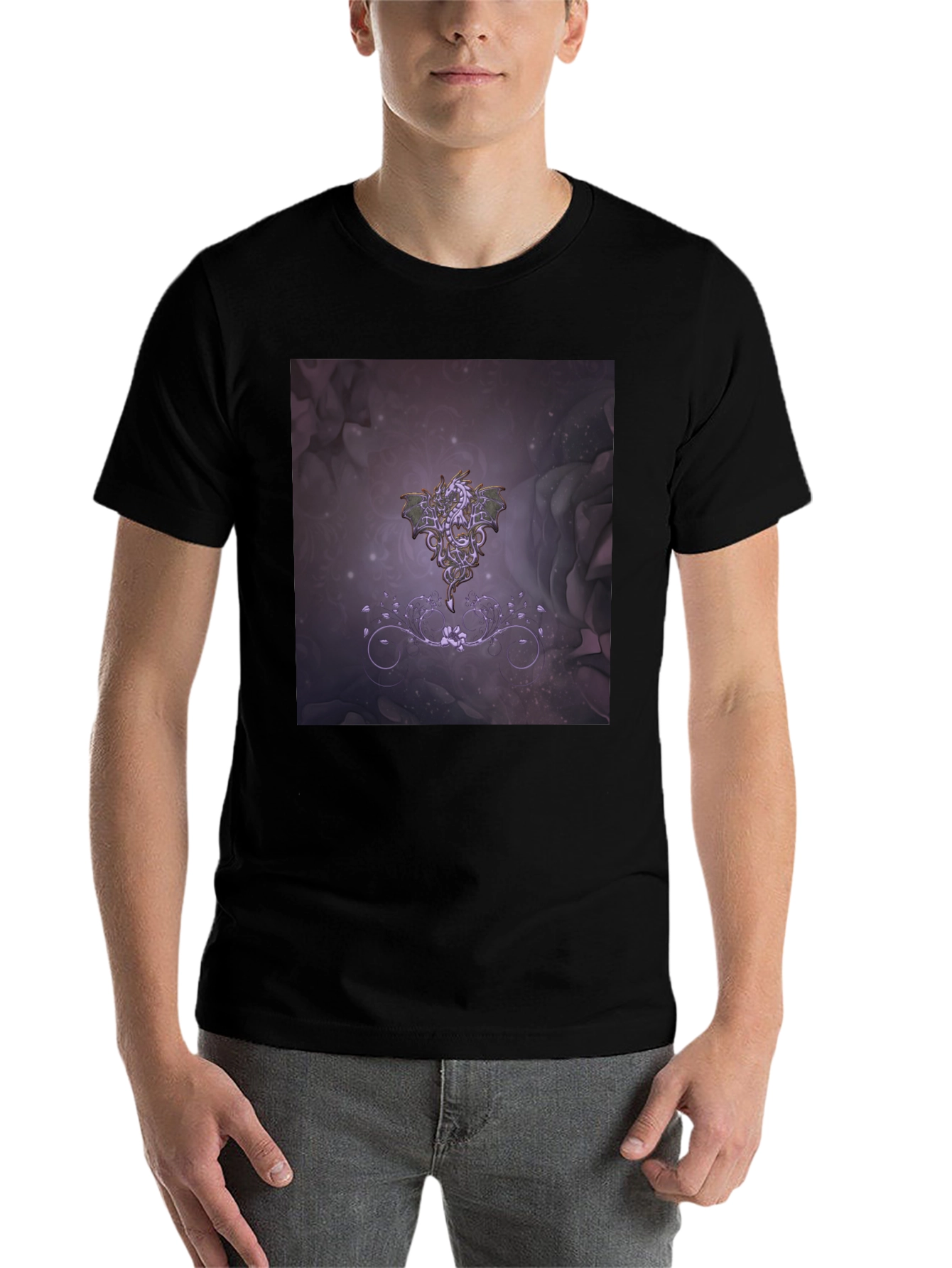 Black Dragon Celtic Knot Design Tee - Fantasy Apparel view 7