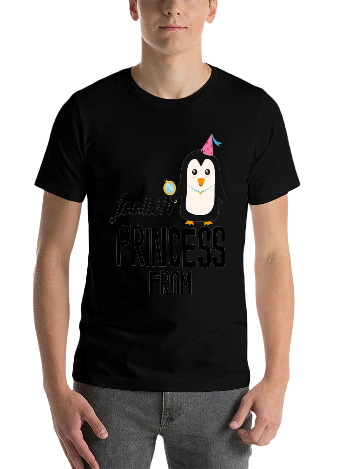 Black Foolish Princess Penguin T-Shirt - Black Cotton view 7