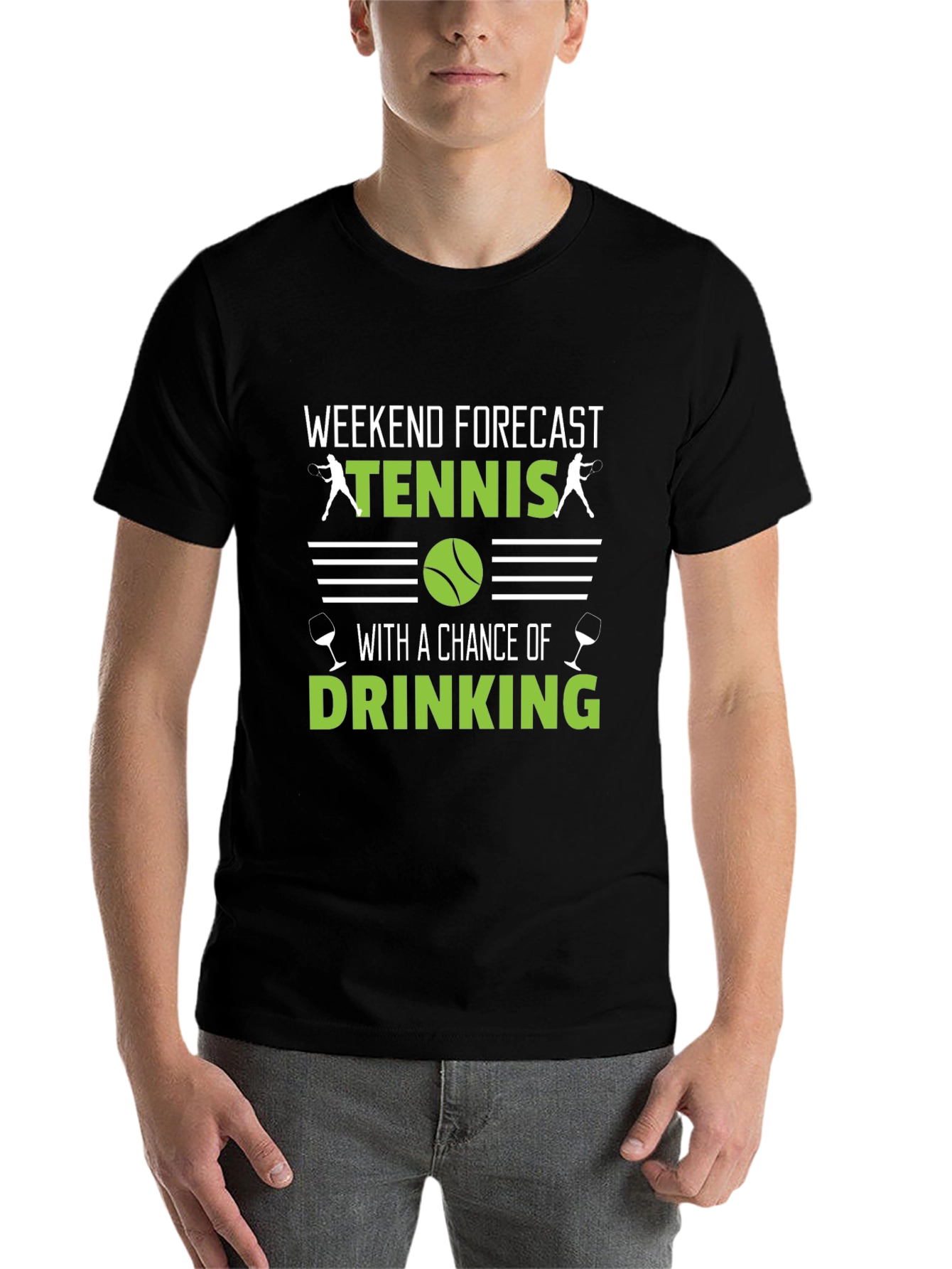 Black Weekend Tennis & Drinking T-Shirt - Funny Forecast Tee view 7